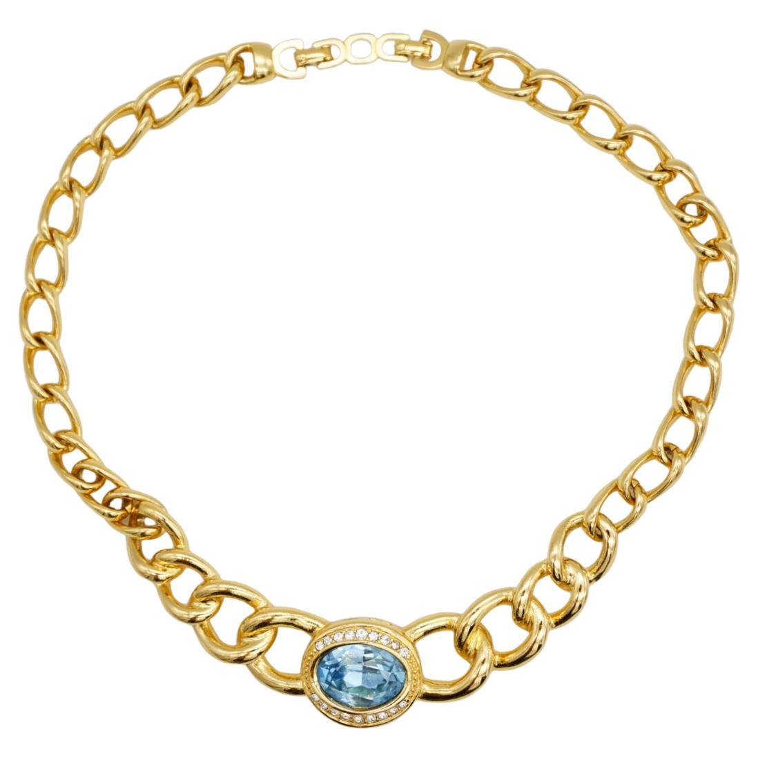 Christian Dior Vintage Collana Omega con cristalli ovali grandi e intrecciati A Link