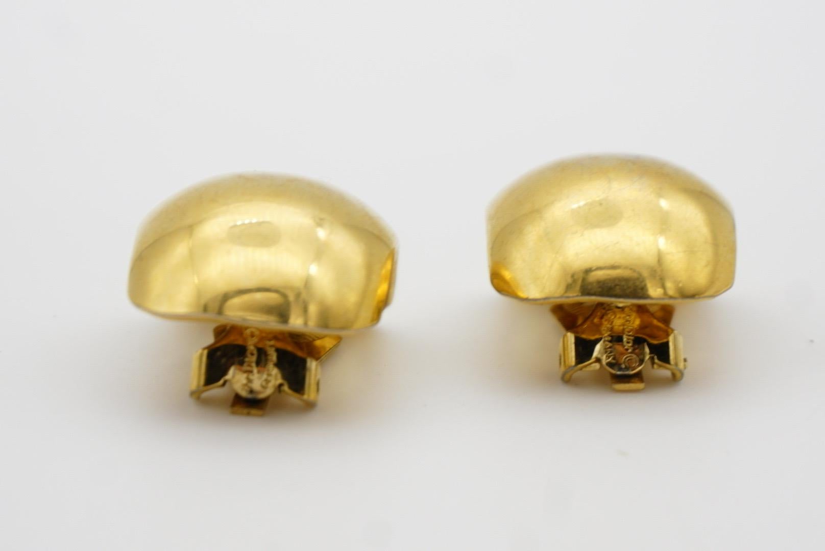 Christian Dior Vintage Large Circle Hoop Glow Demi Semi Dome Clip Gold Earrings For Sale 6