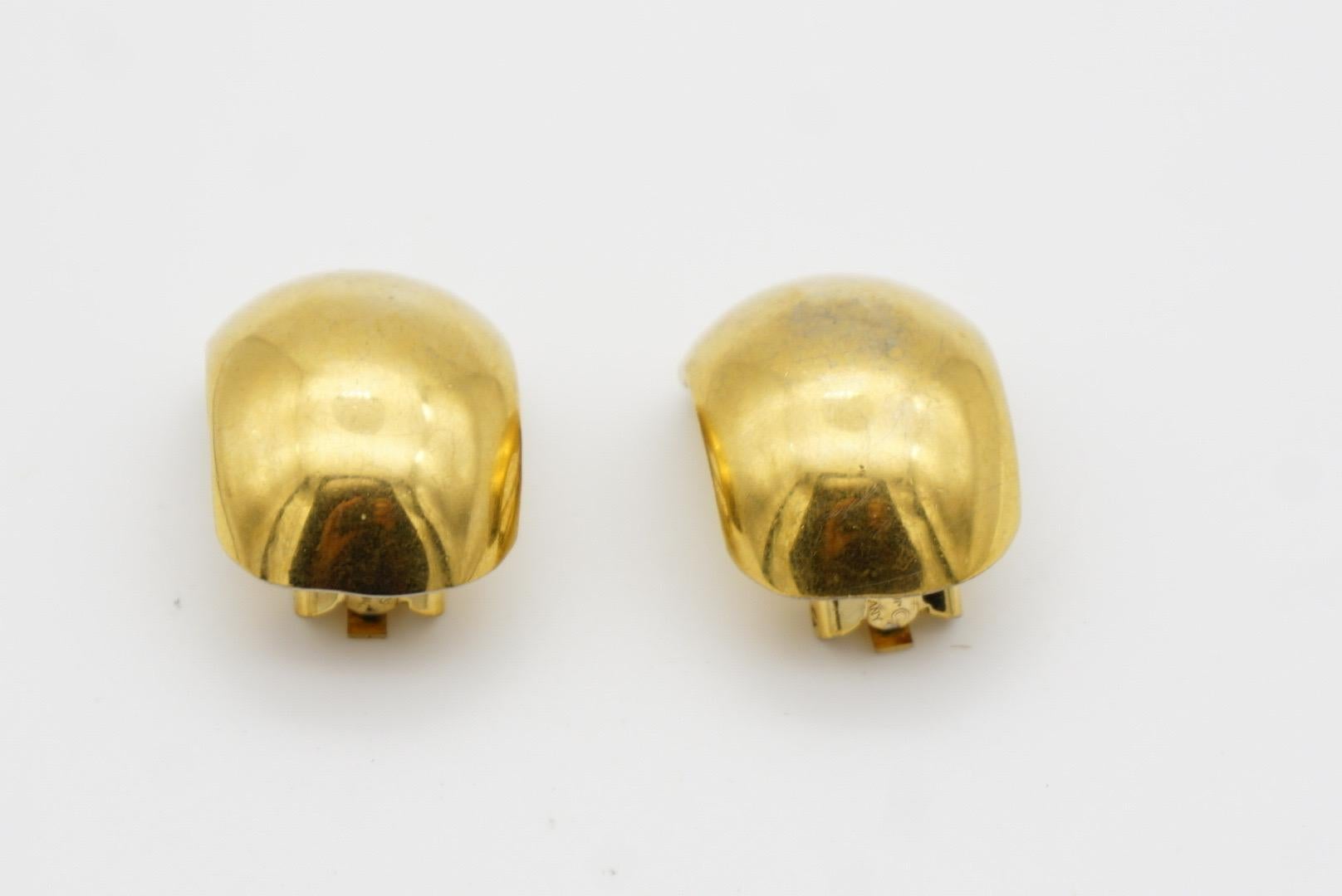 Christian Dior Vintage Large Circle Hoop Glow Demi Semi Dome Clip Gold Earrings For Sale 4
