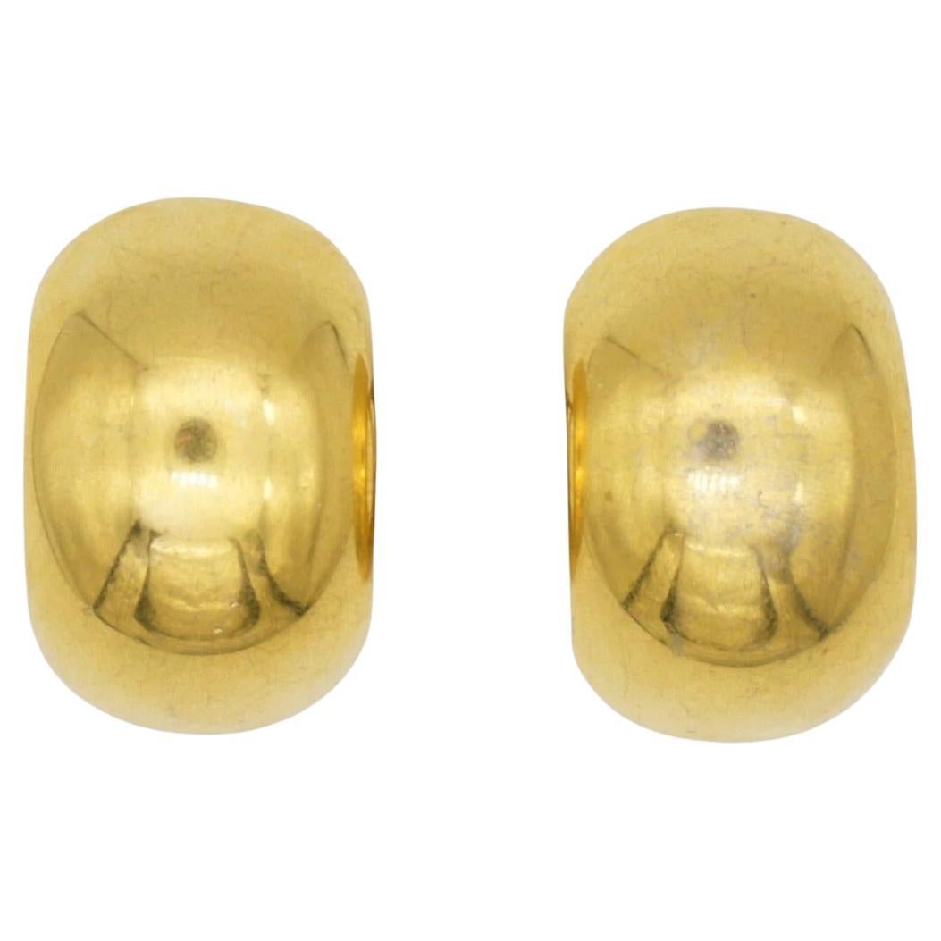 Christian Dior Vintage Großer Kreis Hoop Glow Demi Semi Dome Clip Gold Ohrringe im Angebot