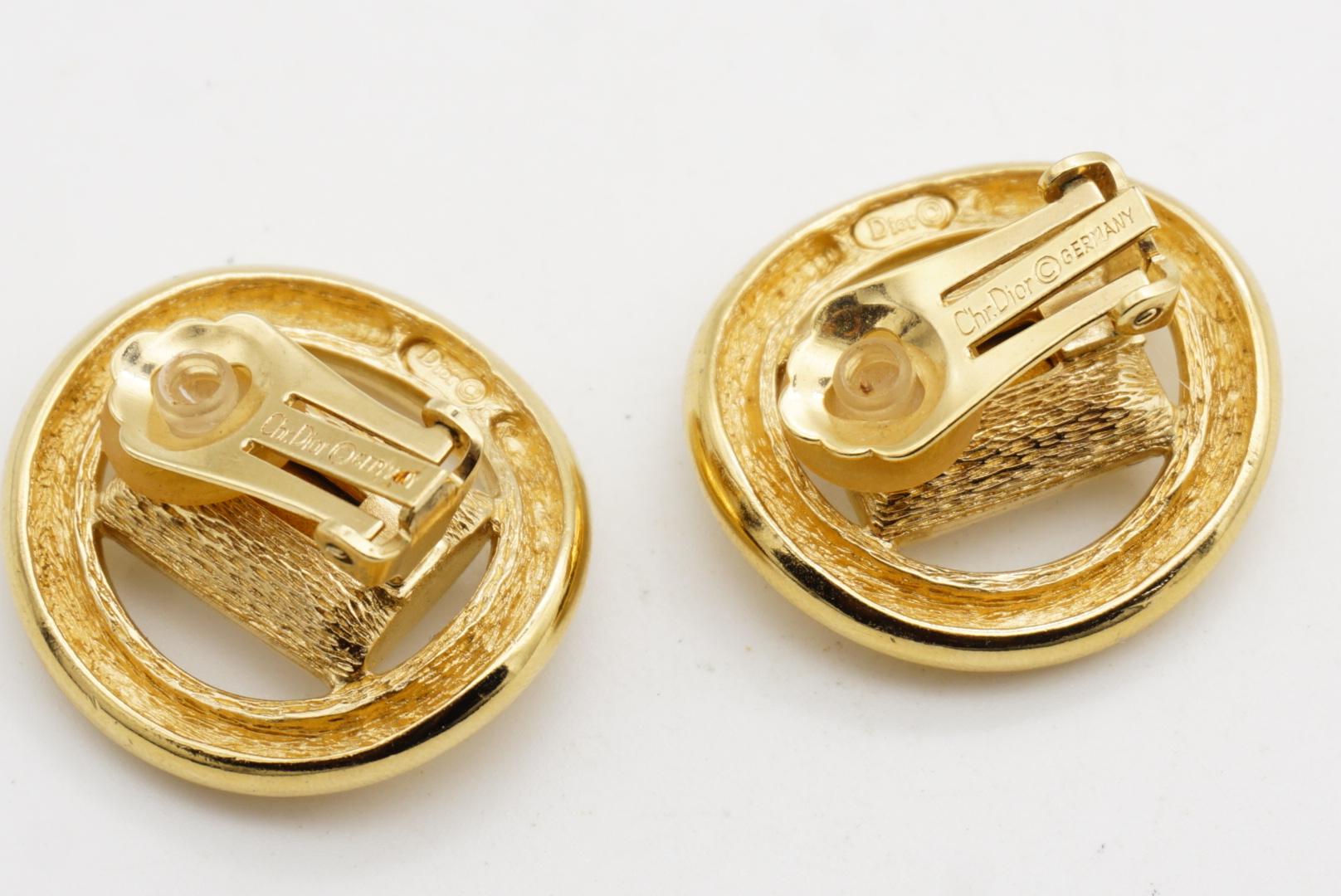 Christian Dior Vintage Großer Kreis Rechteck Funkelnder Kristall Clip Ohrringe im Angebot 6