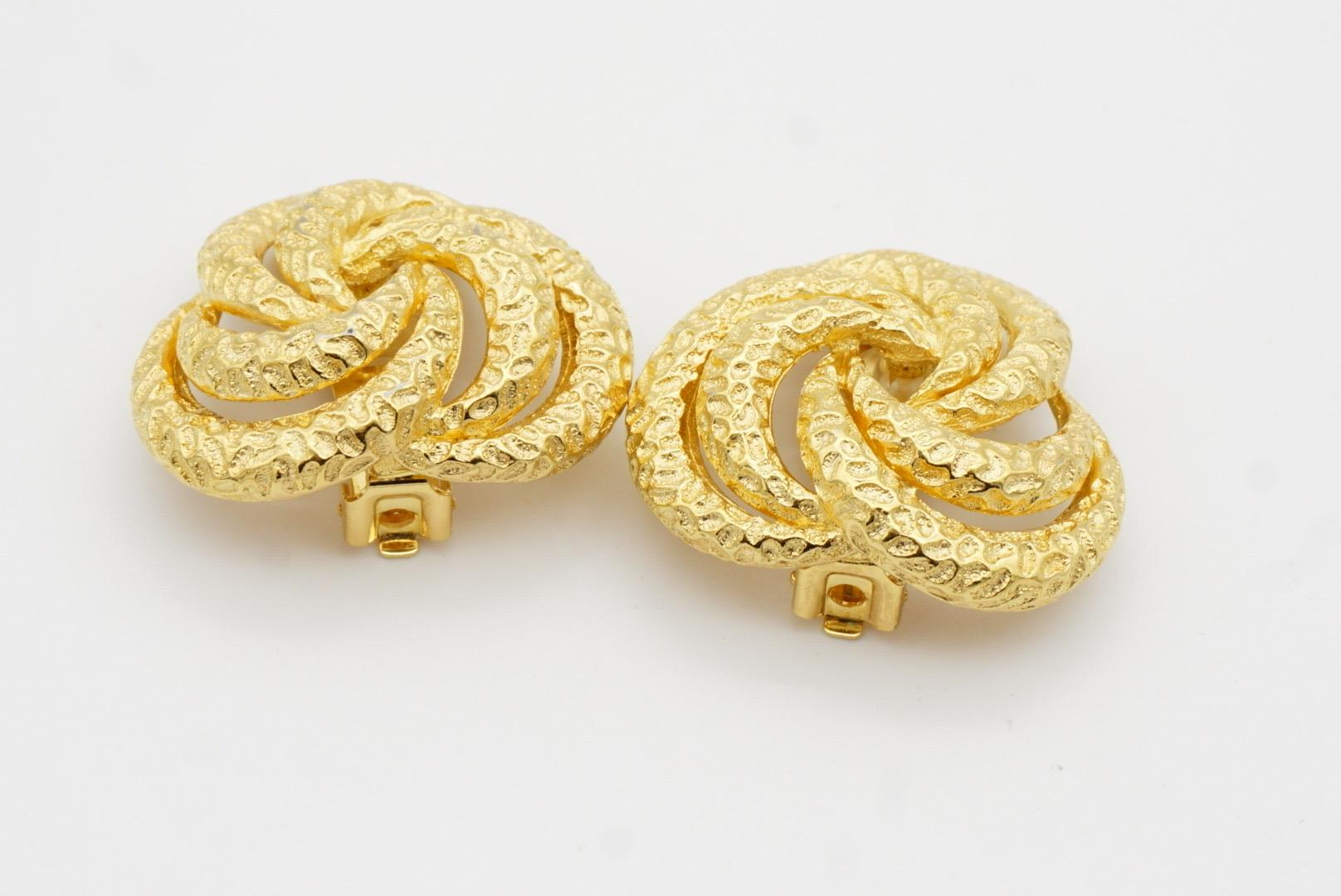 Christian Dior Vintage Große geblümte Trio Kreis Wirbel Twist Seil Clip-Ohrringe im Angebot 6
