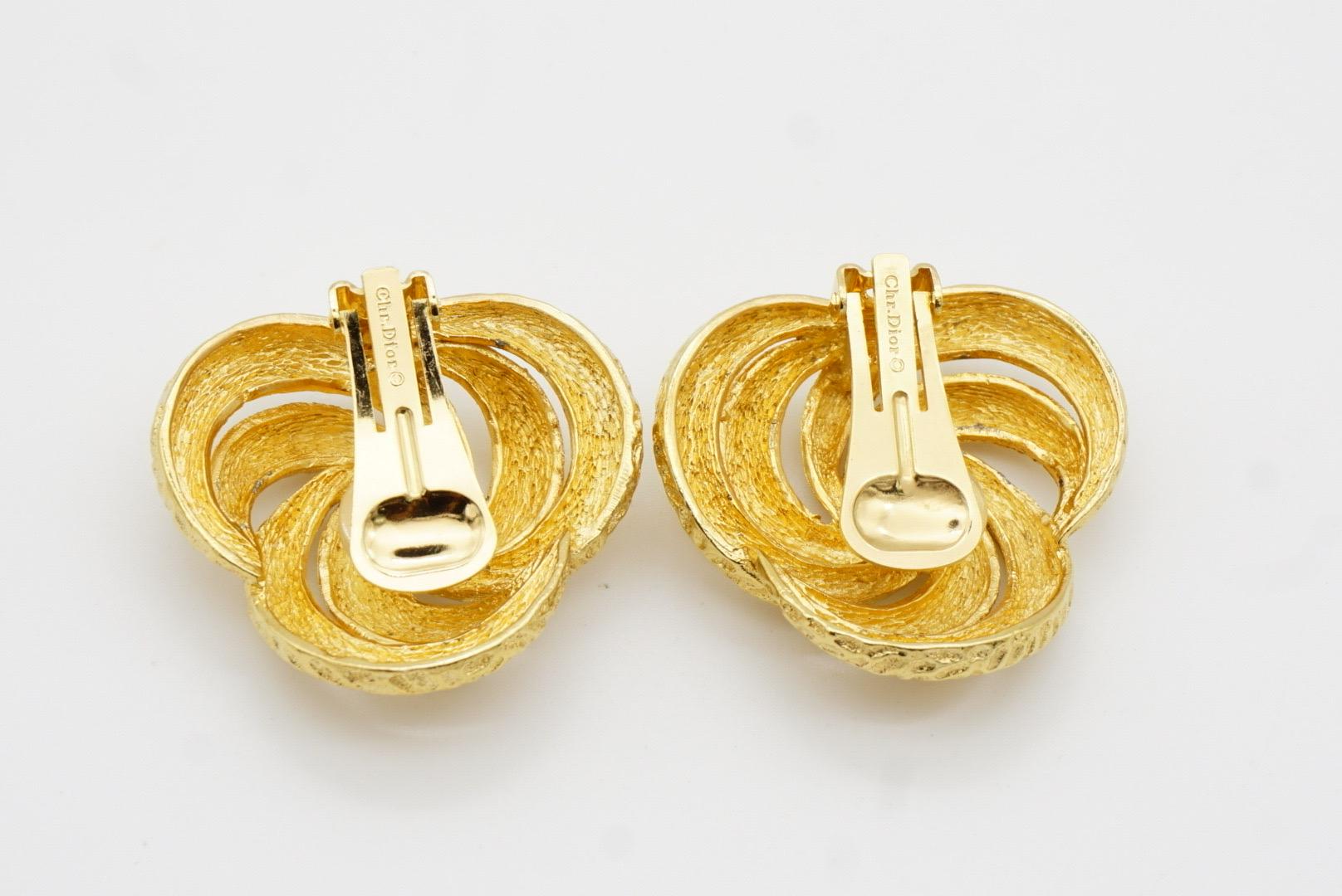 Christian Dior Vintage Große geblümte Trio Kreis Wirbel Twist Seil Clip-Ohrringe im Angebot 7
