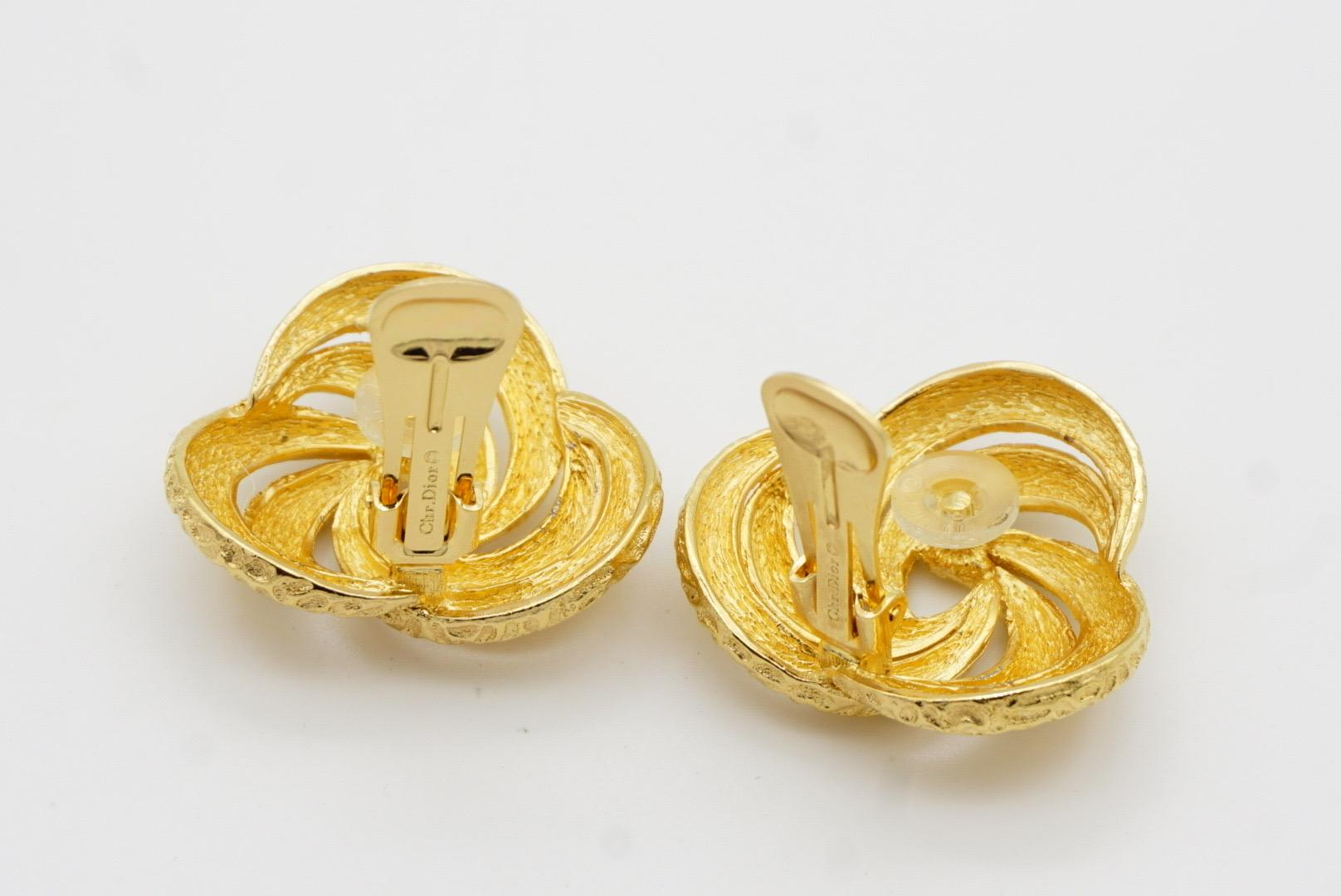 Christian Dior Vintage Große geblümte Trio Kreis Wirbel Twist Seil Clip-Ohrringe im Angebot 8