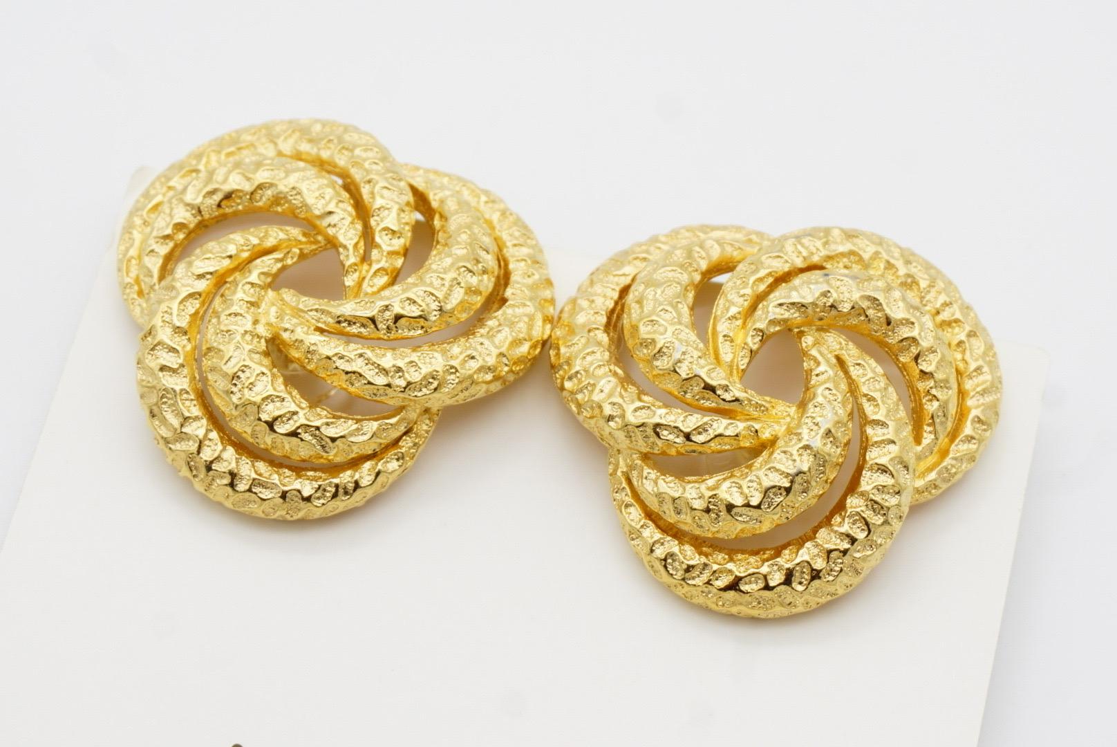 Christian Dior Vintage Große geblümte Trio Kreis Wirbel Twist Seil Clip-Ohrringe im Angebot 4