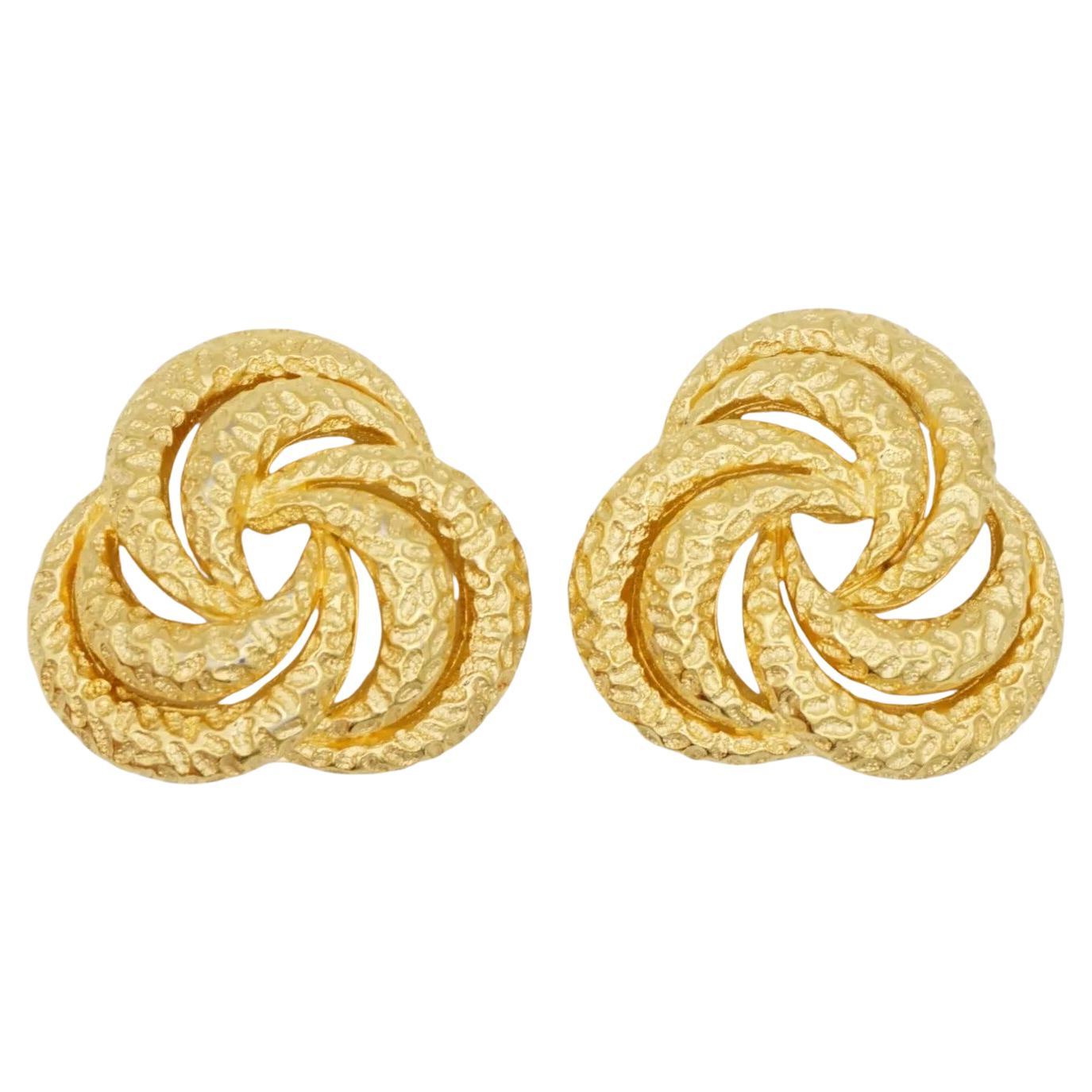 Christian Dior Vintage Große geblümte Trio Kreis Wirbel Twist Seil Clip-Ohrringe im Angebot