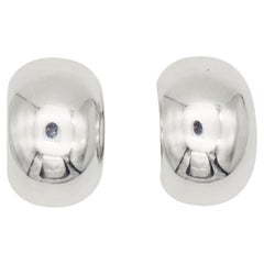 Christian Dior Vintage Large Glow Semi Circle Demi Dome Silver Hoop Earrings