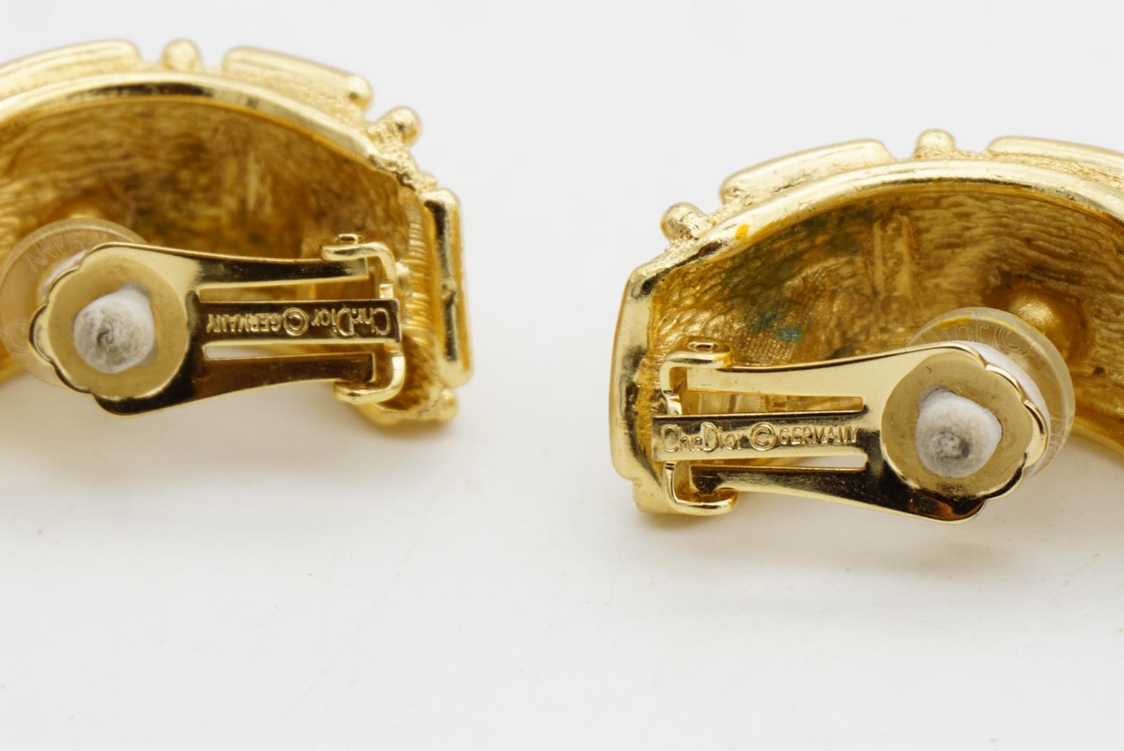 Christian Dior Vintage Large Gripoix Emerald Ruby Sapphire Hoop Domed Earrings For Sale 7