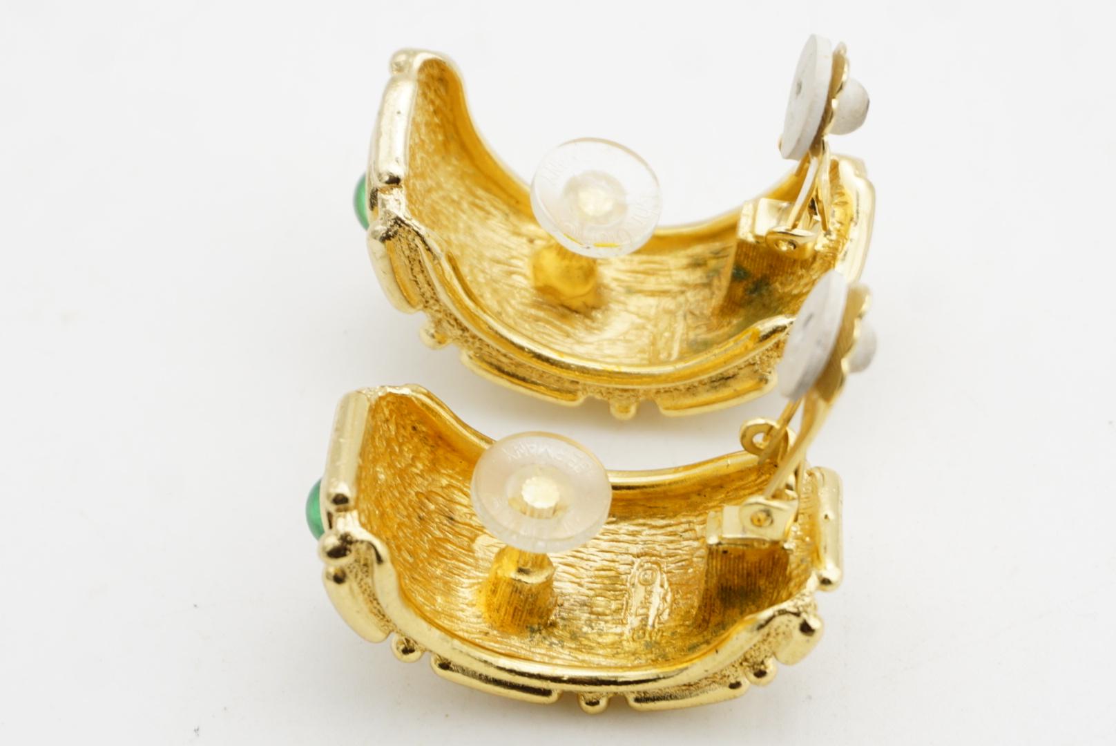 Christian Dior Vintage Large Gripoix Emerald Ruby Sapphire Hoop Domed Earrings For Sale 8