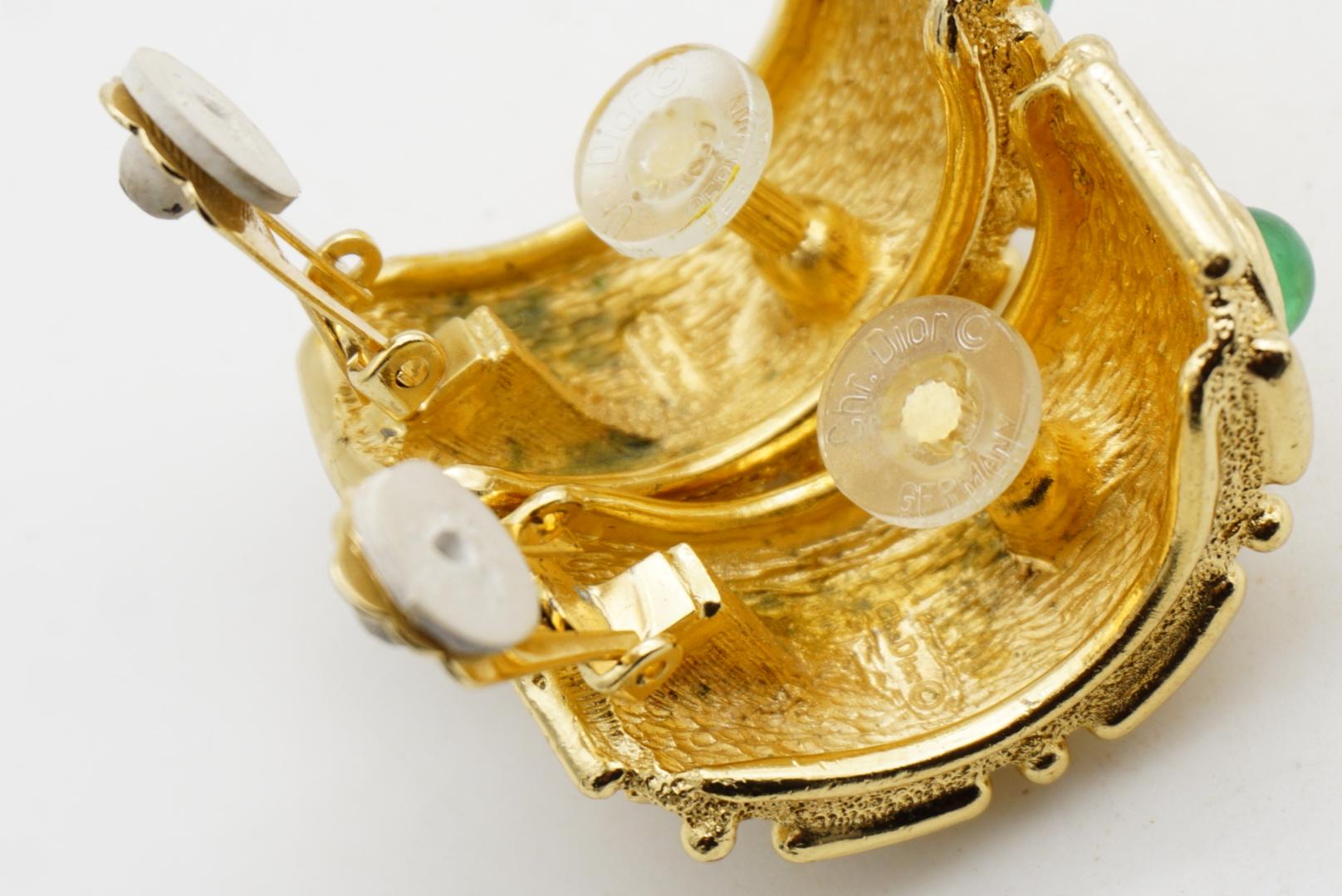 Christian Dior Vintage Large Gripoix Emerald Ruby Sapphire Hoop Domed Earrings For Sale 10