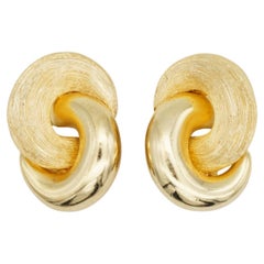 Christian Dior Vintage Grandes Pendientes Nudo Entrelazado Brillo Mate Oro Grueso