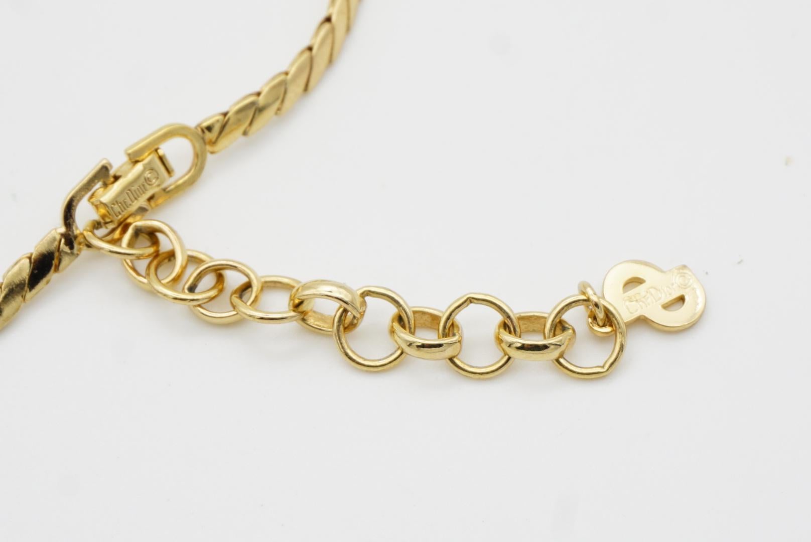 Christian Dior Vintage Large Oval White Pearl Rectangle Circle Crystal Necklace en venta 6