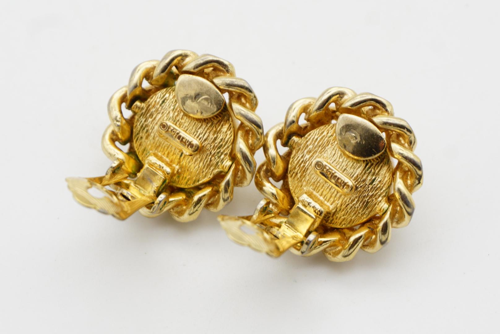 Christian Dior Vintage Große runde Perlen Seildrehung ineinandergreifende Goldohrringe mit Clip im Angebot 8