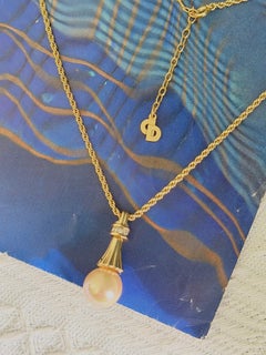 Collana elegante Christian Dior Vintage con grandi perle bianche rotonde e cristalli dorati