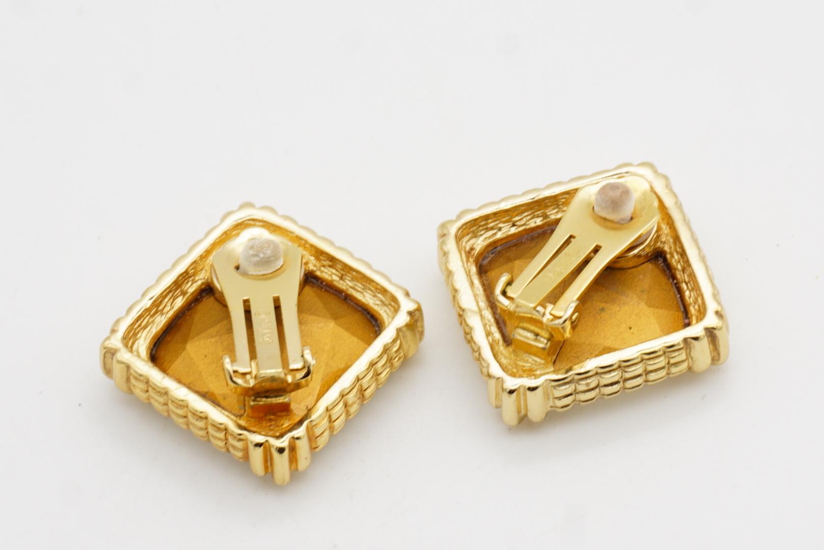 Christian Dior Vintage Large Sparkling Crystal Octagon Square Chunky Earrings For Sale 8