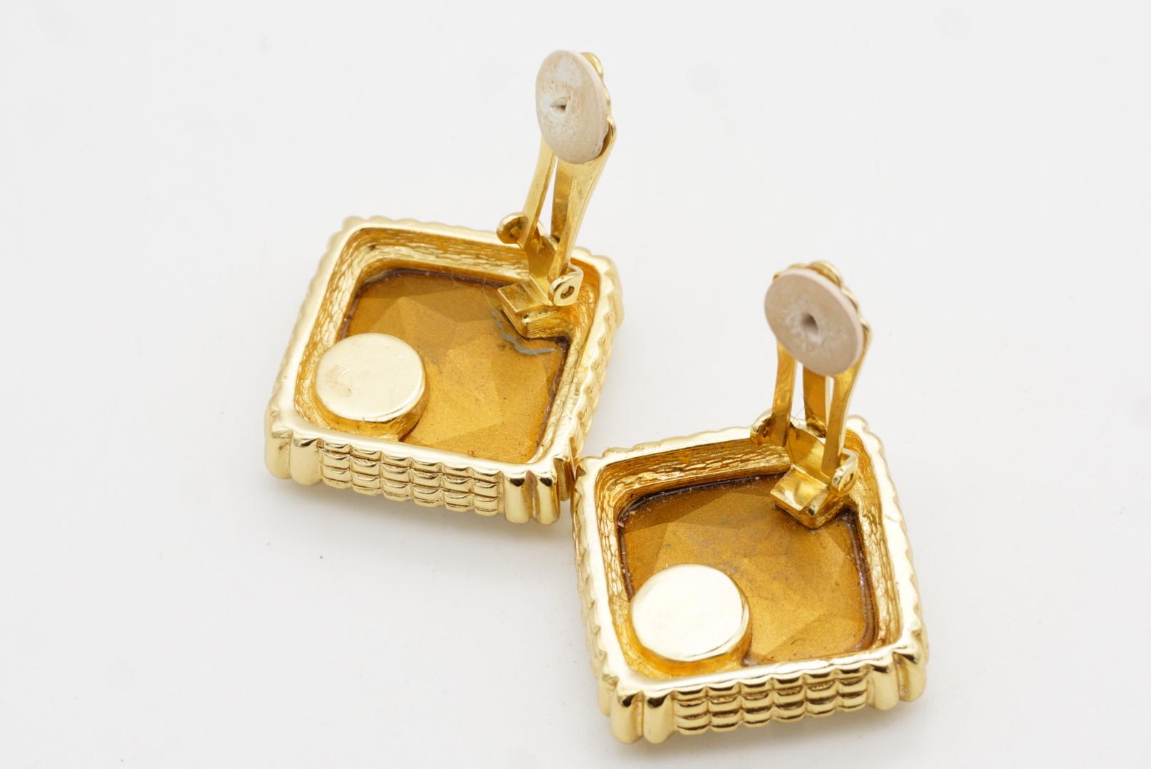 Christian Dior Vintage Large Sparkling Crystal Octagon Square Chunky Earrings For Sale 9