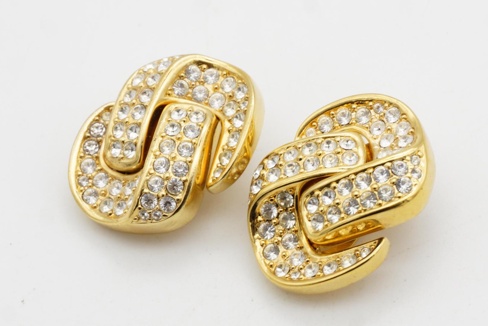 Christian Dior - Orecchini a clip in oro con nodo di cristalli interi grandi e d'epoca in vendita 5