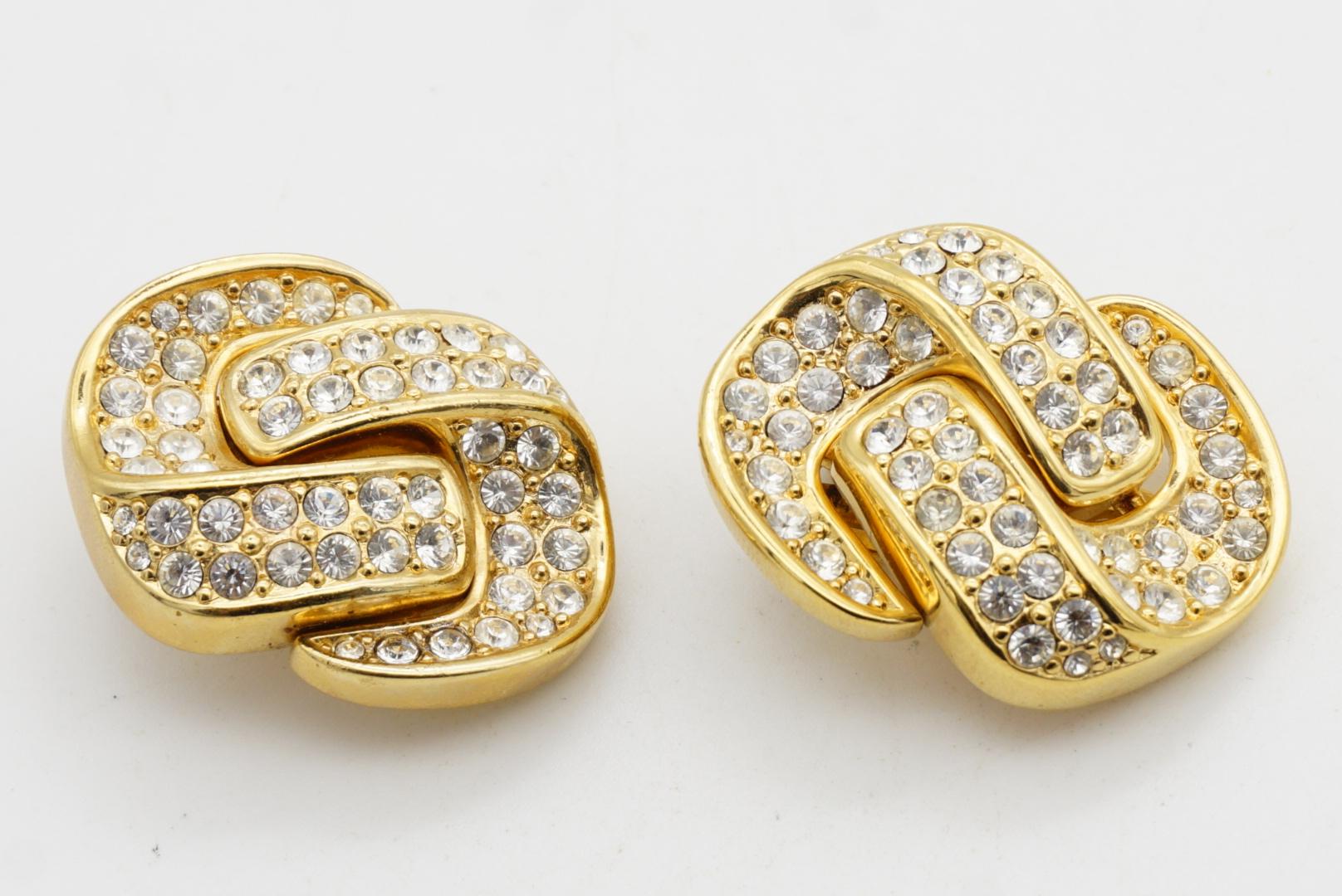 Christian Dior - Orecchini a clip in oro con nodo di cristalli interi grandi e d'epoca in vendita 6