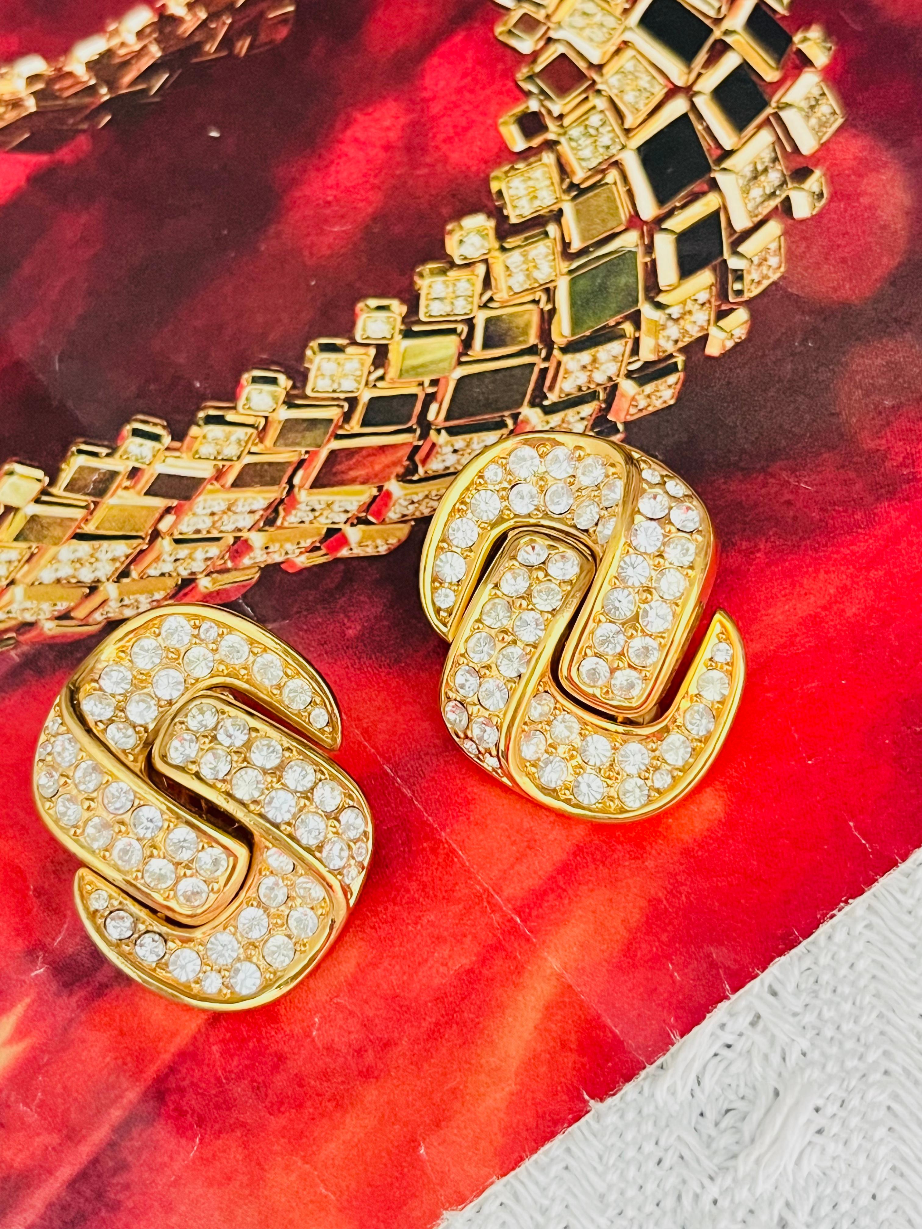 Art Déco Christian Dior - Orecchini a clip in oro con nodo di cristalli interi grandi e d'epoca in vendita