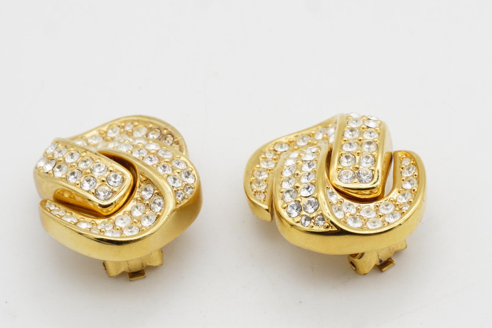 Christian Dior - Orecchini a clip in oro con nodo di cristalli interi grandi e d'epoca in vendita 4