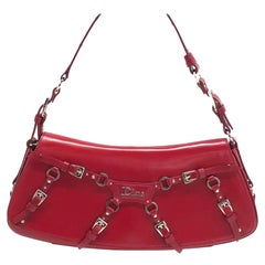Christian Dior Vintage Leather Bondage Bag Red Calfskin Leather by John Galliano