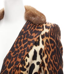 CHRISTIAN DIOR Vintage leopard wool fur trim zipper detail jacket FR42 XL