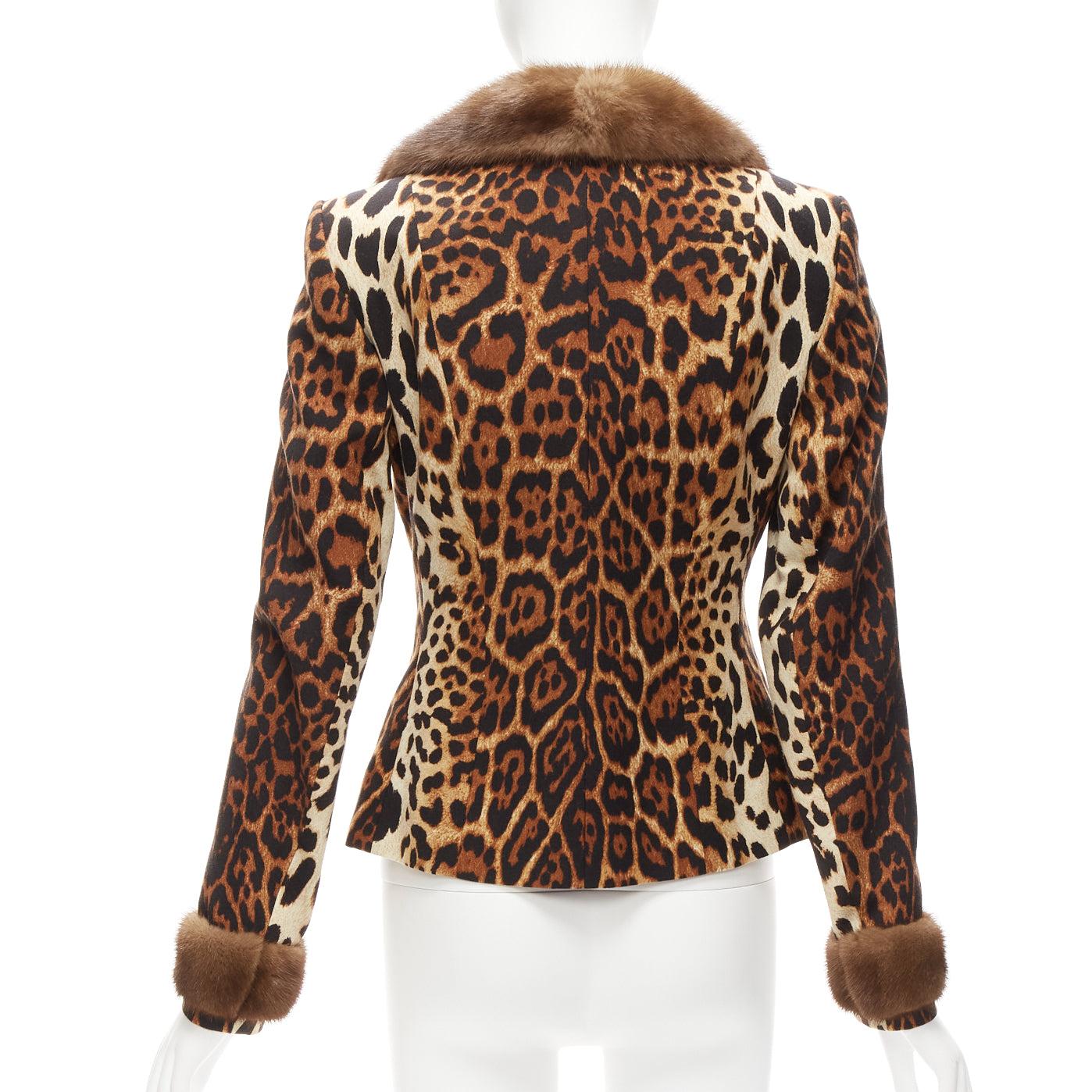 CHRISTIAN DIOR Vintage Leopard Wolle Pelzbesatz Reißverschlussdetail Jacke FR42 XL im Angebot 1