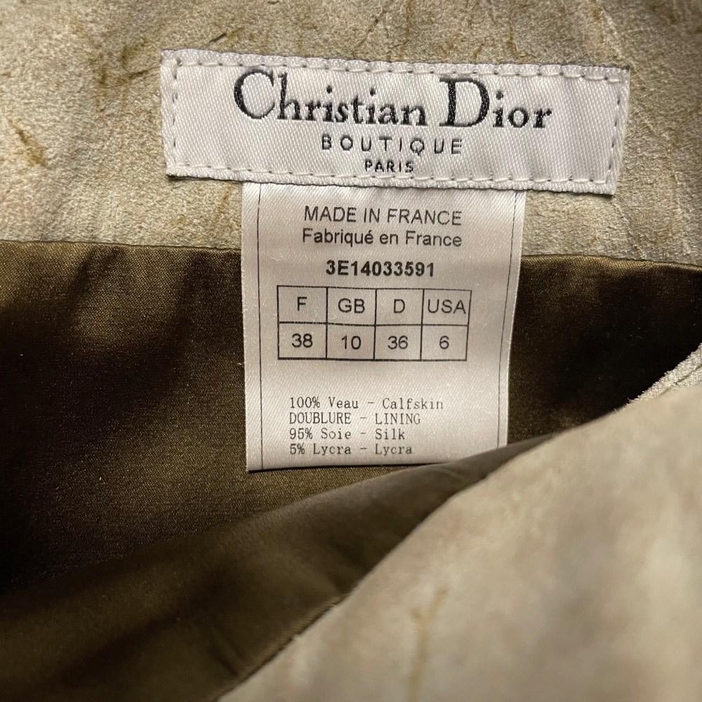 Christian Dior Vintage light green moirè suede mini 2000s skirt For Sale 1