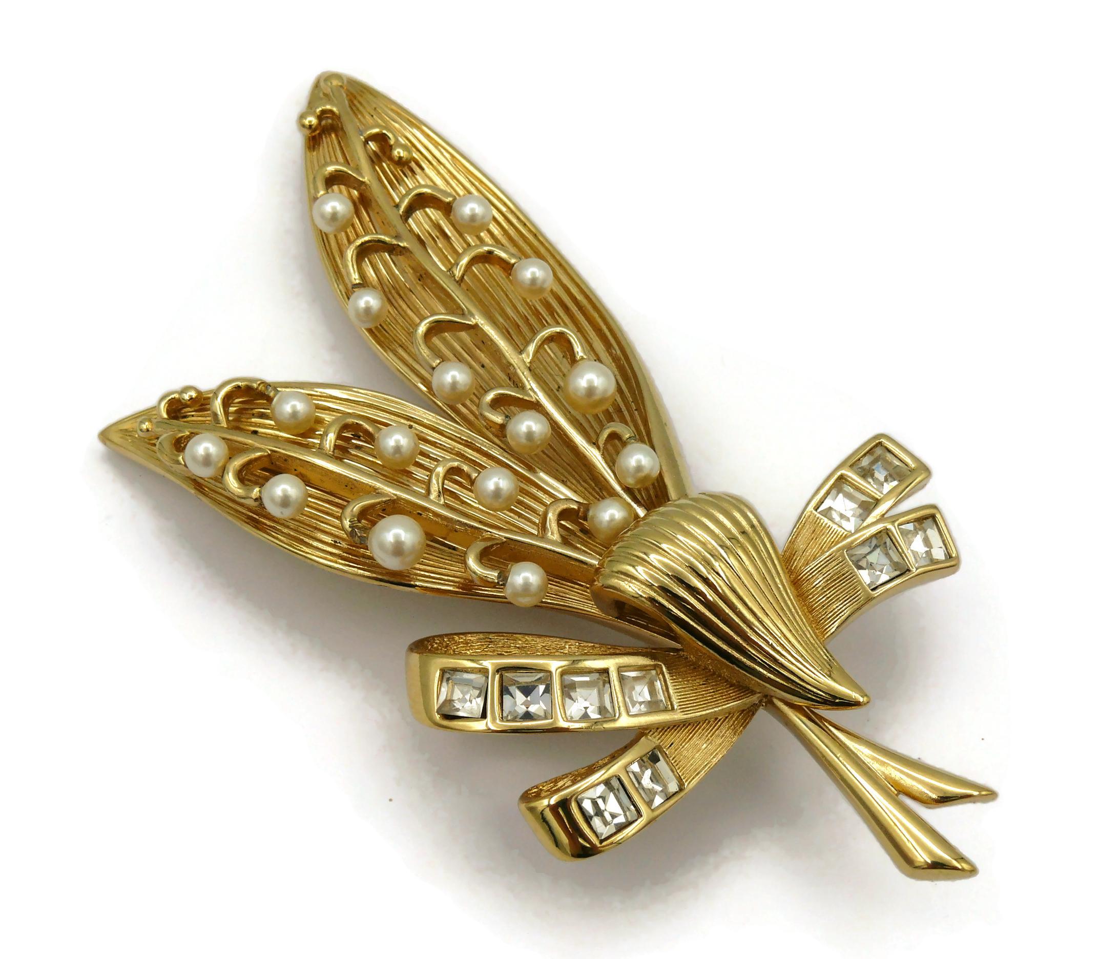 CHRISTIAN DIOR Vintage Lily of the Valley Brooch In Good Condition In Nice, FR