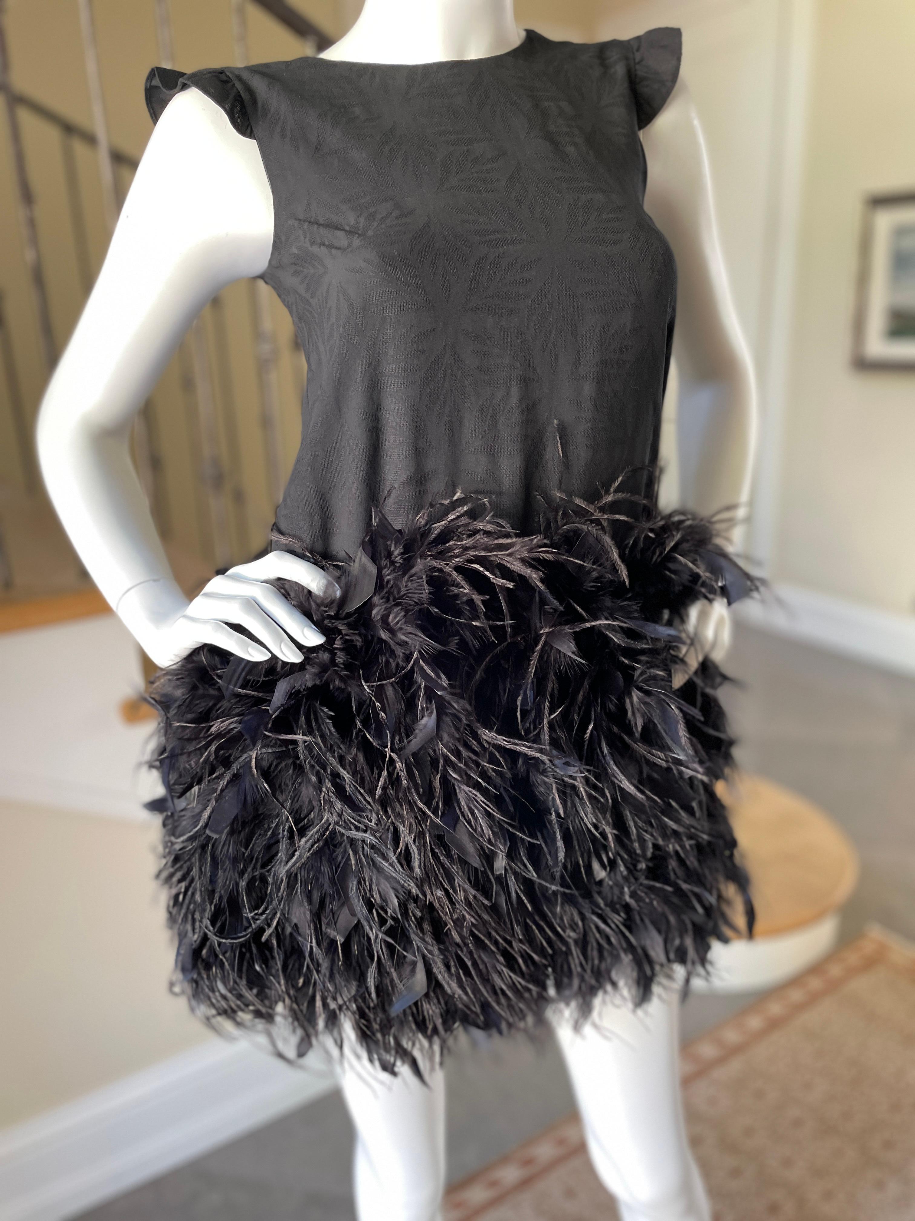 Christian Dior Vintage Little Black Dress with Festive Feather Skirt In Excellent Condition For Sale In Cloverdale, CA