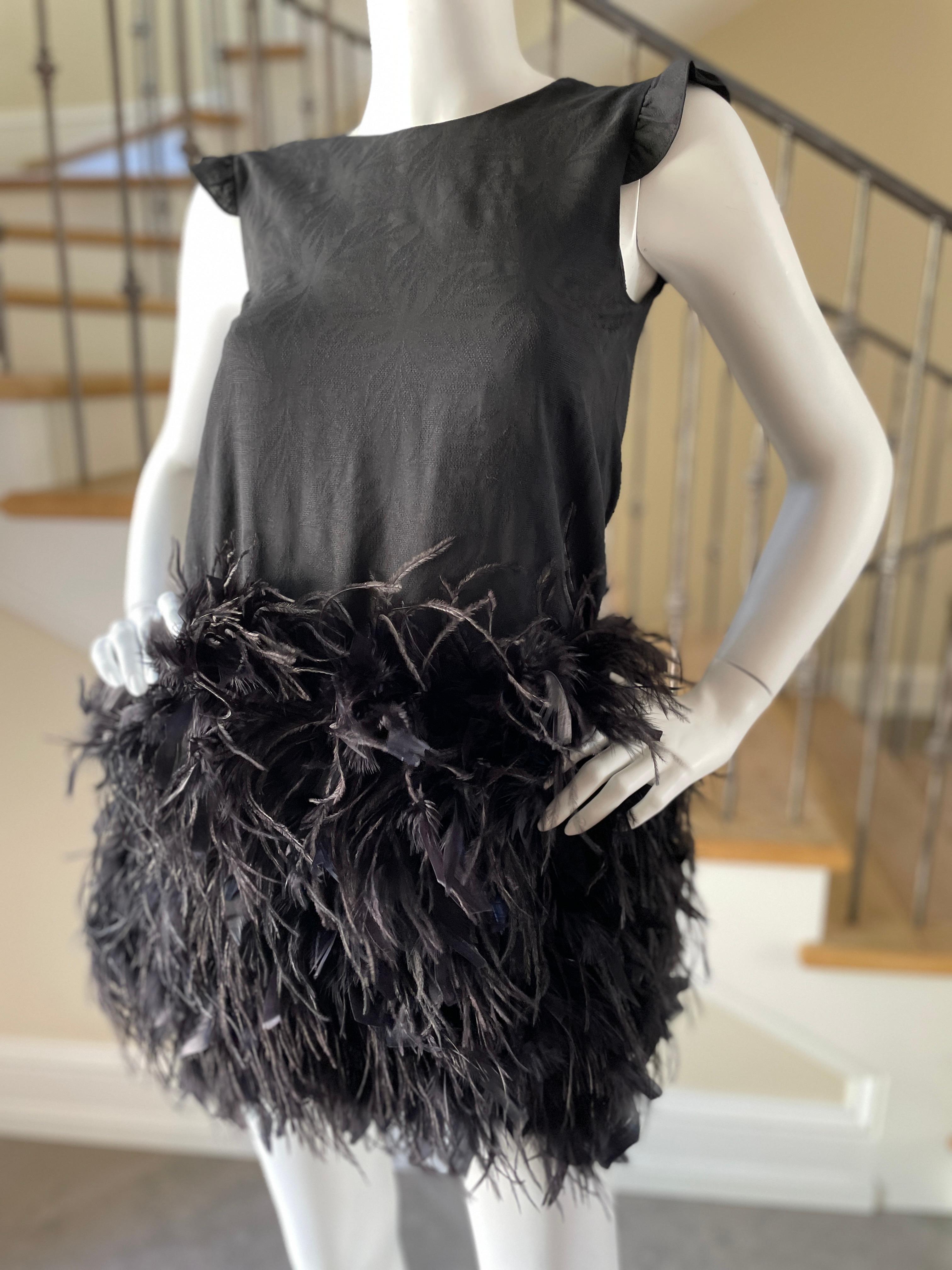 Women's Christian Dior Vintage Little Black Dress with Festive Feather Skirt For Sale