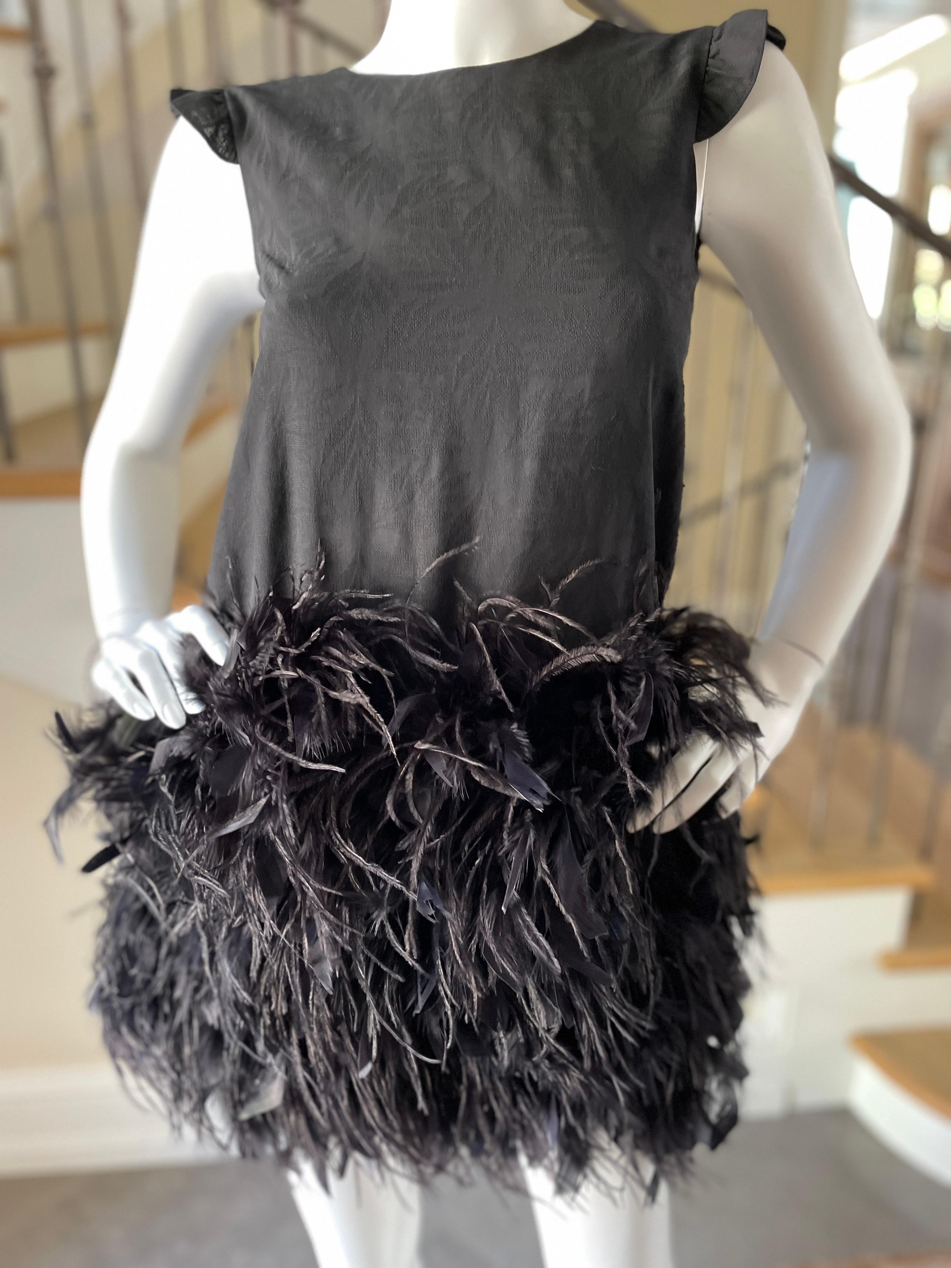 Christian Dior Vintage Little Black Dress with Festive Feather Skirt For Sale 1