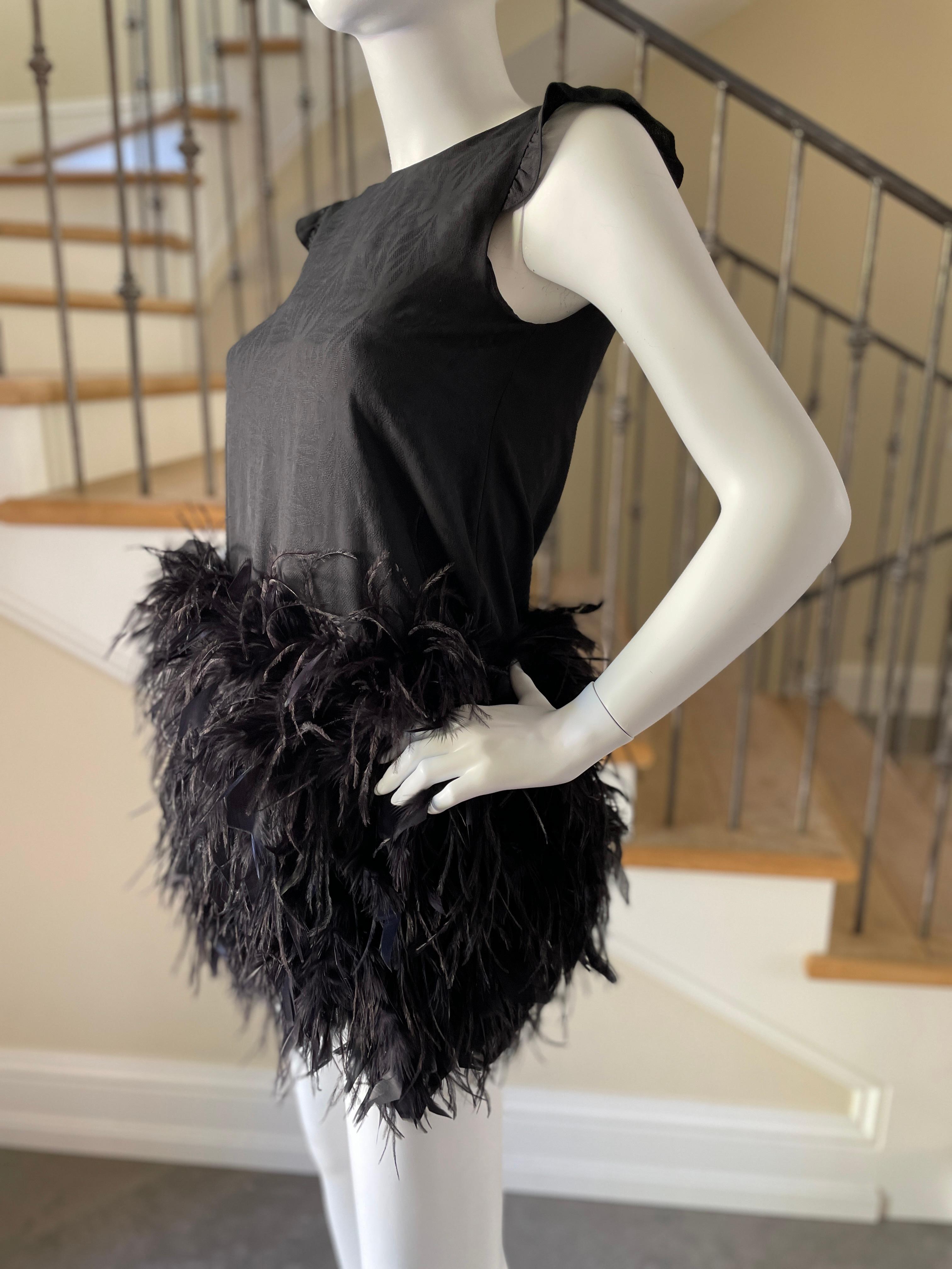 Christian Dior Vintage Little Black Dress with Festive Feather Skirt For Sale 2