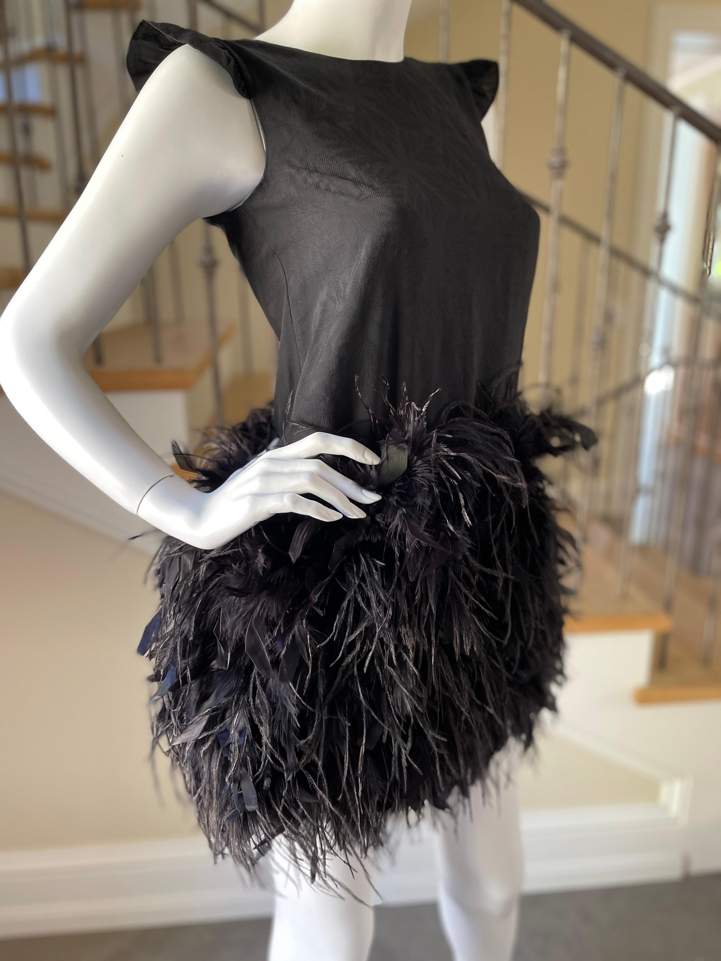 Christian Dior Vintage Little Black Dress with Festive Feather Skirt For Sale 3