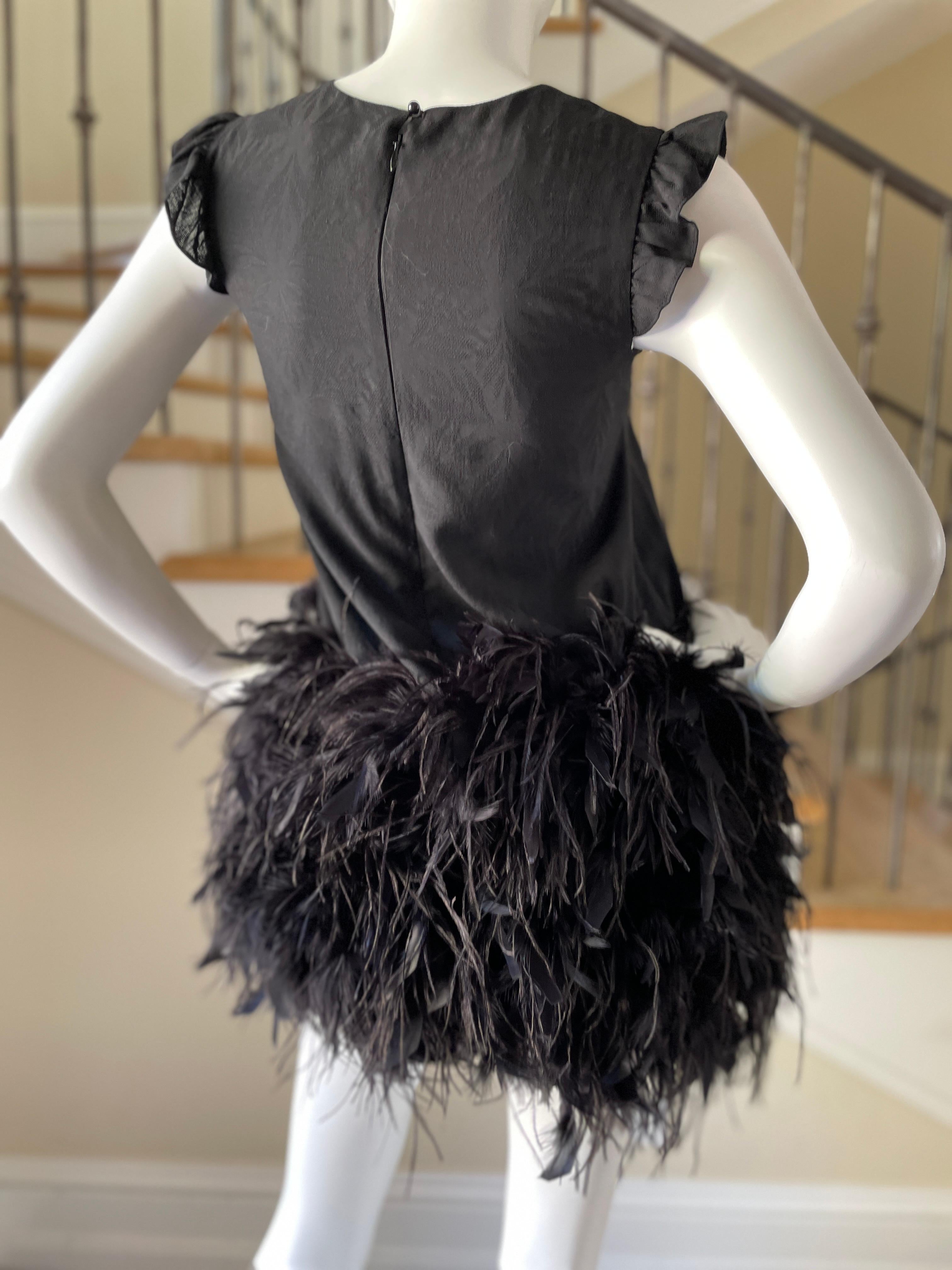 Christian Dior Vintage Little Black Dress with Festive Feather Skirt For Sale 4