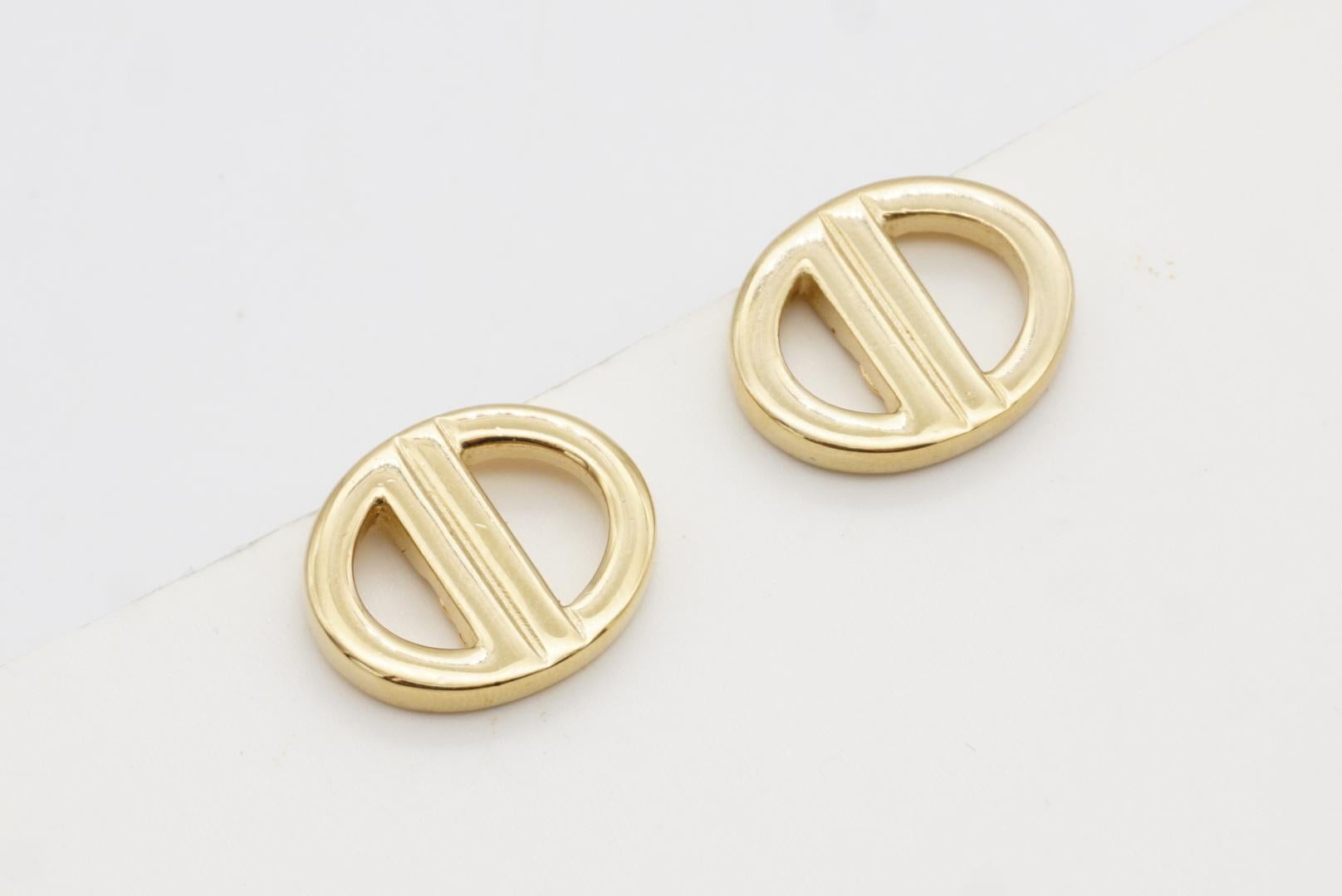 Christian Dior Vintage Logo CD Monogram Hallmark Classic Openwork Clip Earrings For Sale 5