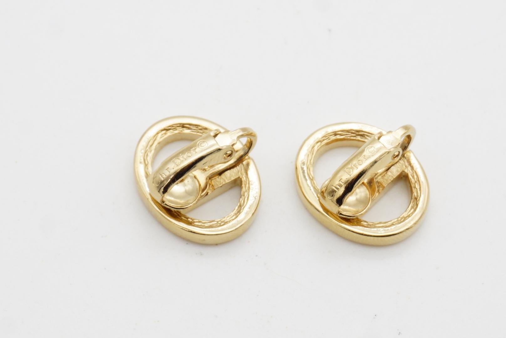 Christian Dior Vintage Logo CD Monogram Hallmark Classic Openwork Clip Earrings For Sale 6