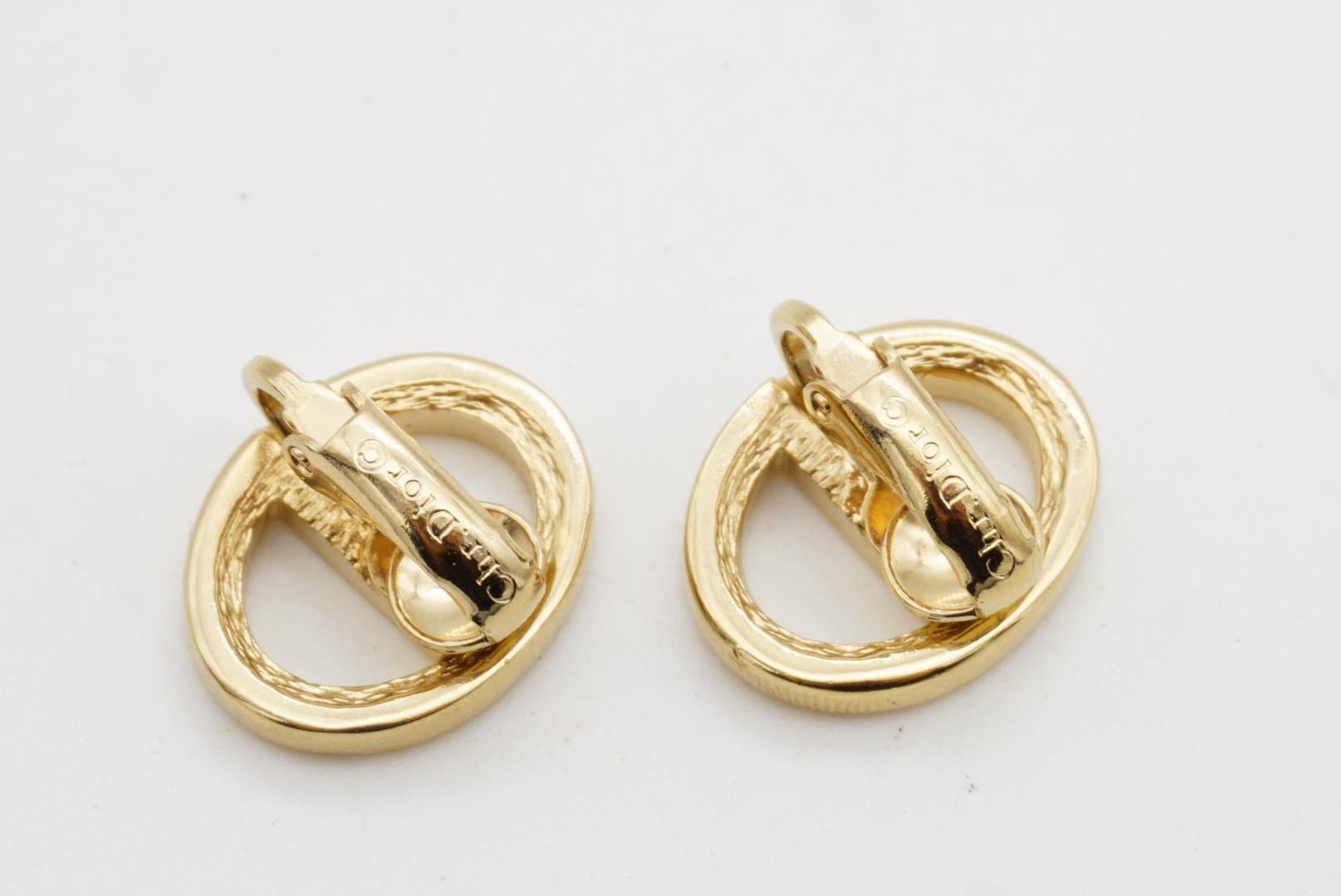 Christian Dior Vintage Logo CD Monogram Hallmark Classic Openwork Clip Earrings For Sale 7