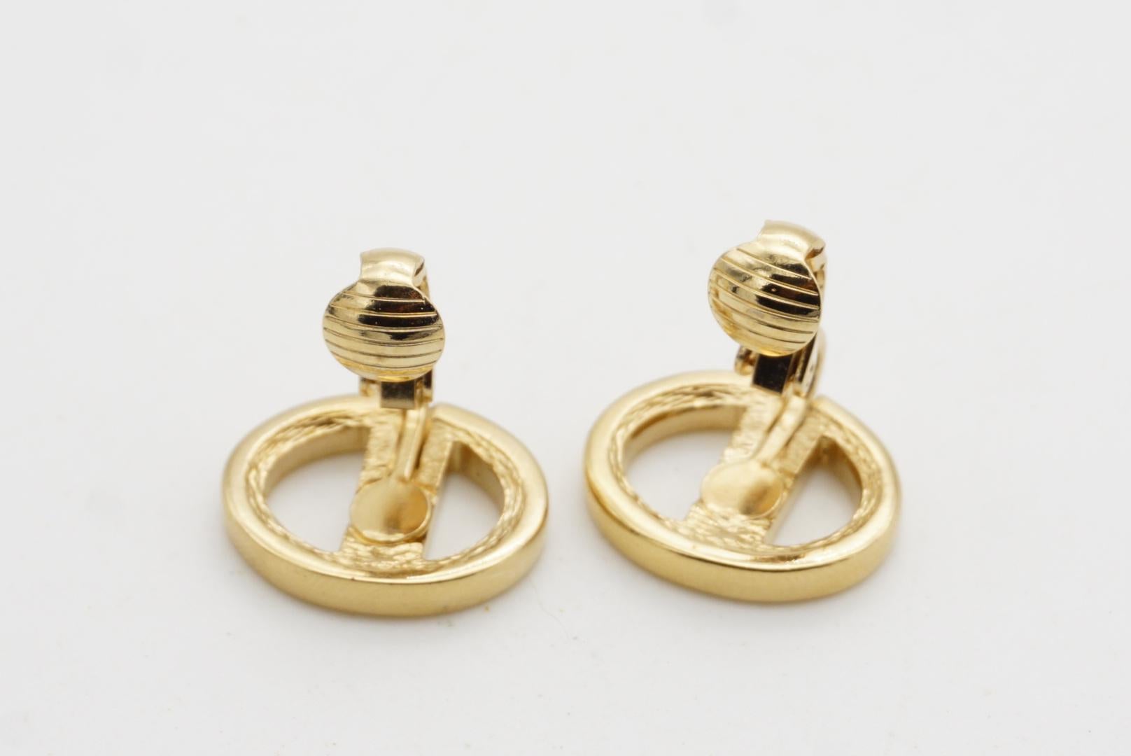 Christian Dior Vintage Logo CD Monogram Hallmark Classic Openwork Clip Earrings For Sale 8