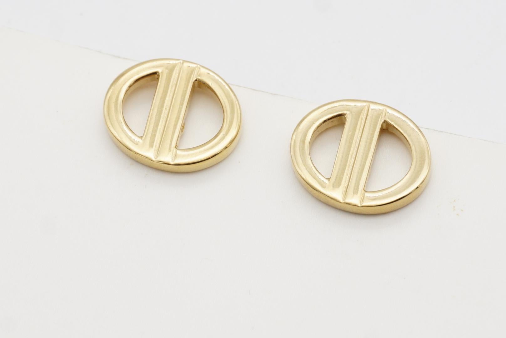 Christian Dior Vintage Logo CD Monogram Hallmark Classic Openwork Clip Earrings For Sale 4