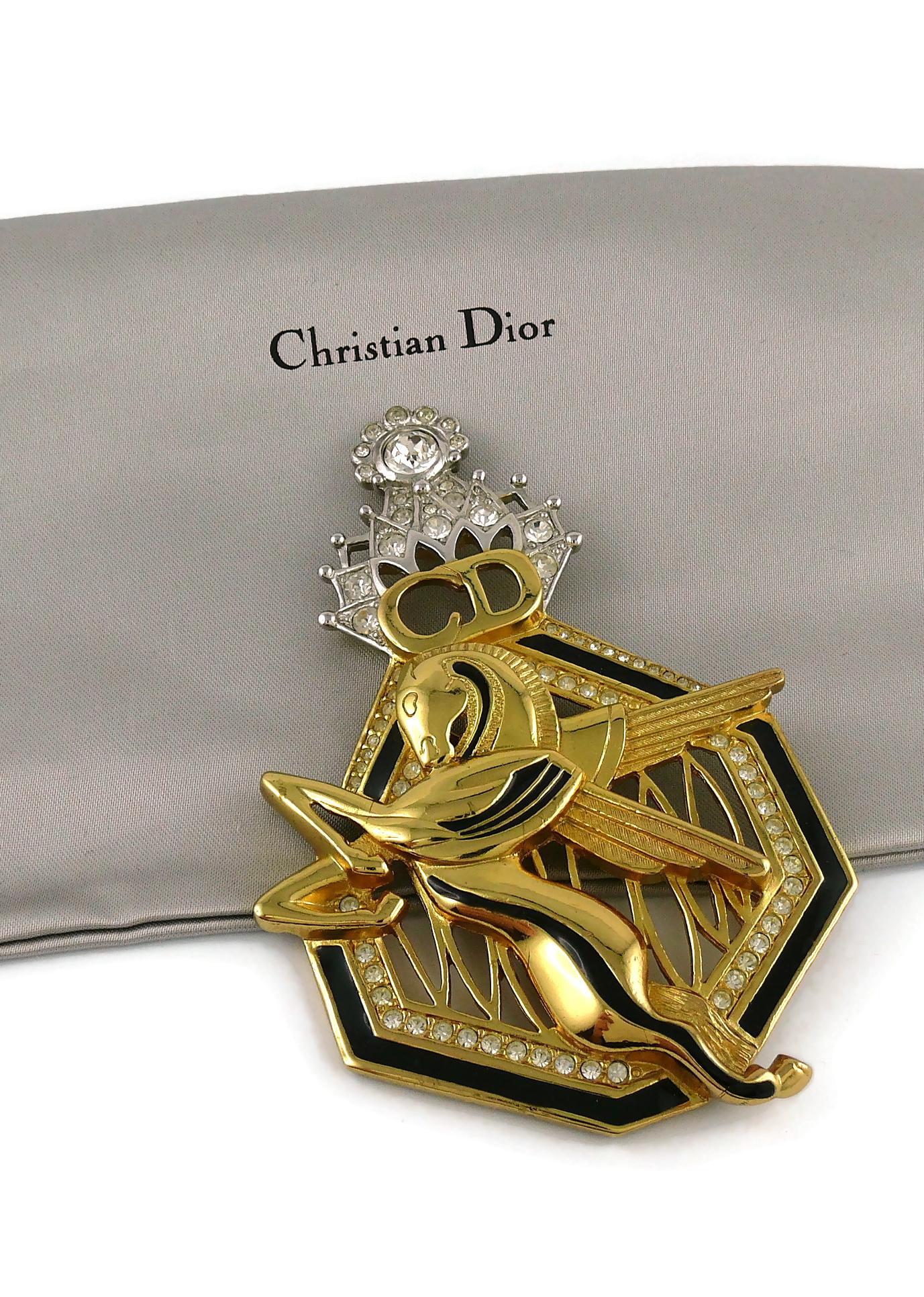 Christian Dior Vintage Massive Art Deco Pegasus Brooch In Good Condition For Sale In Nice, FR