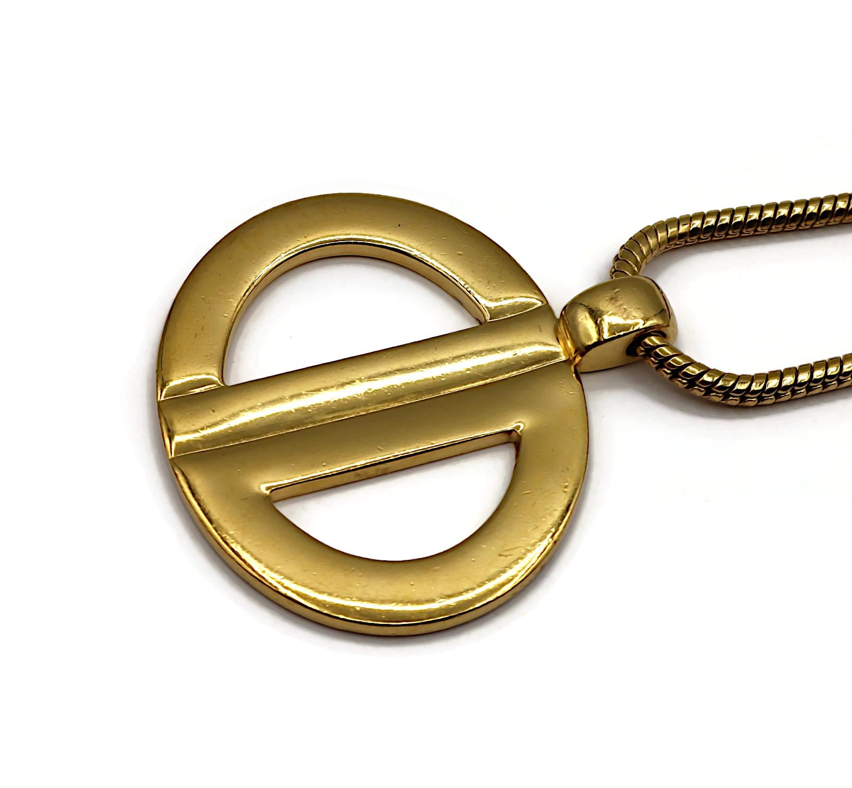 CHRISTIAN DIOR Vintage Massive Gold Tone CD Logo Pendant Necklace For Sale 7