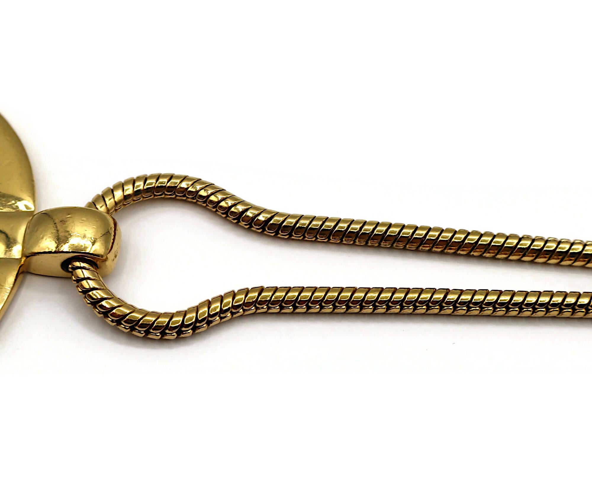CHRISTIAN DIOR Vintage Massive Gold Tone CD Logo Pendant Necklace For Sale 8