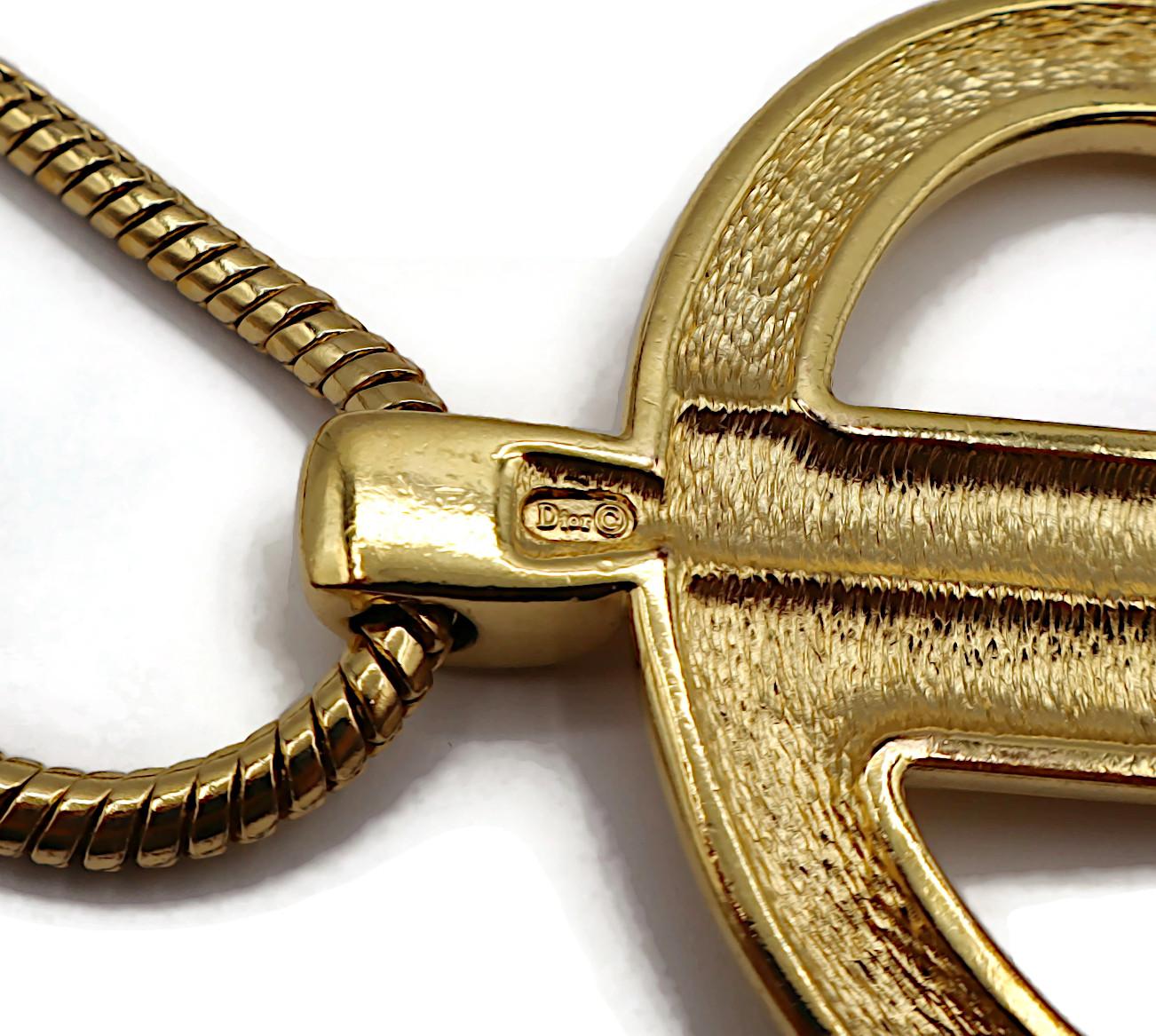 CHRISTIAN DIOR Vintage Massive Gold Tone CD Logo Pendant Necklace For Sale 14
