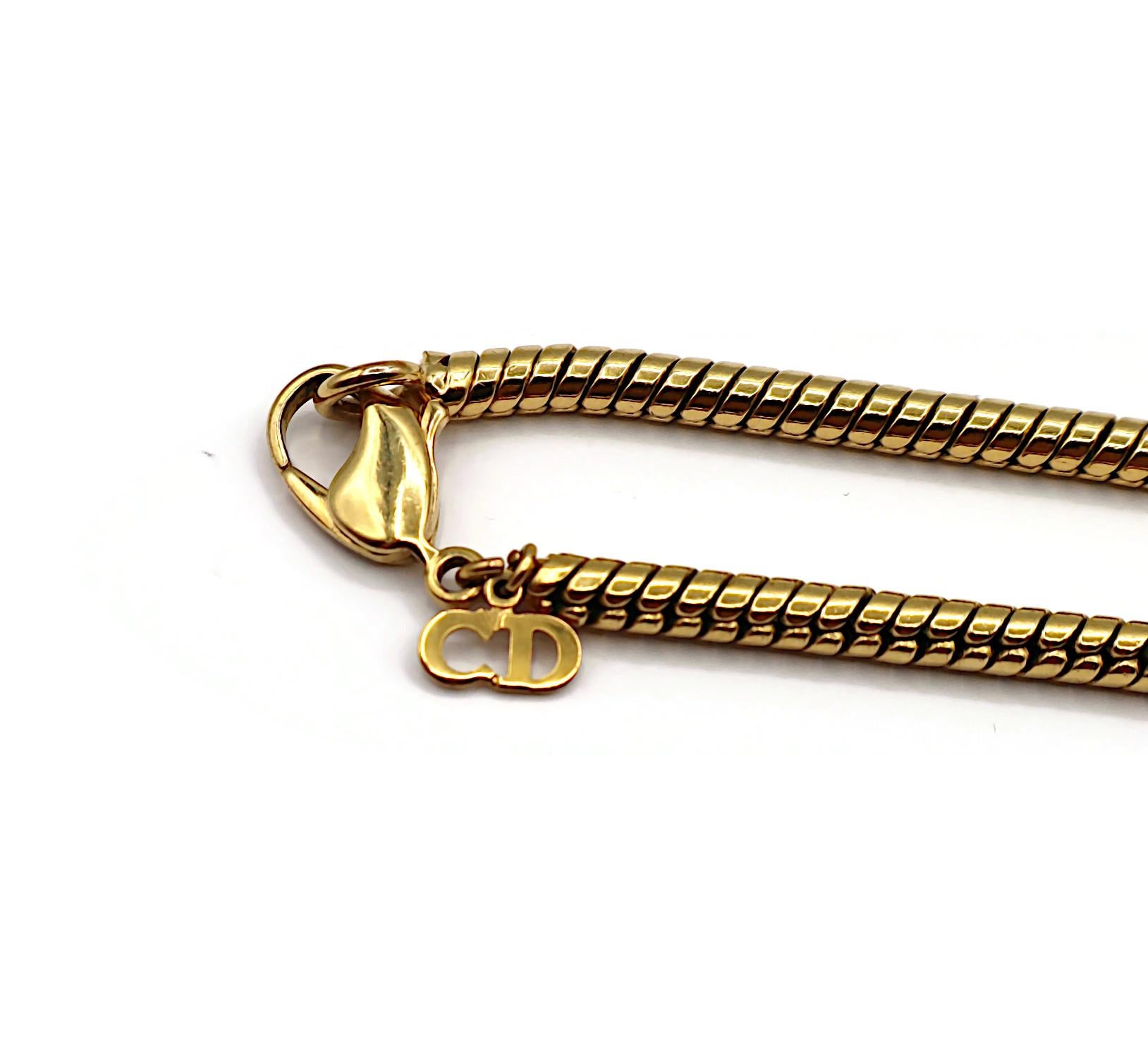 Women's CHRISTIAN DIOR Vintage Massive Gold Tone CD Logo Pendant Necklace For Sale