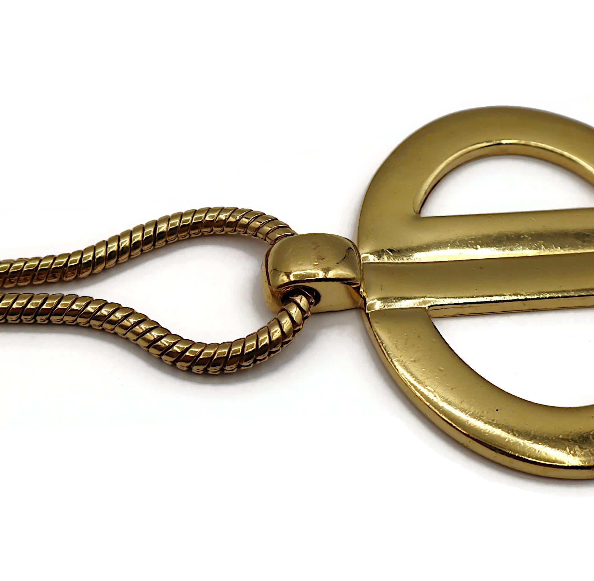 CHRISTIAN DIOR Vintage Massive Gold Tone CD Logo Pendant Necklace For Sale 5