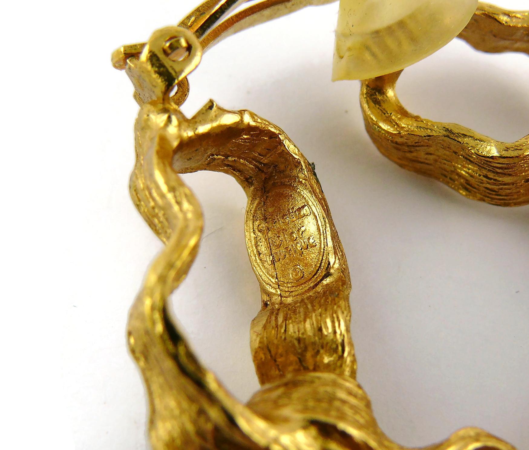 Christian Dior Créoles vintage en forme de chaîne en forme de dôme en or massif en vente 2