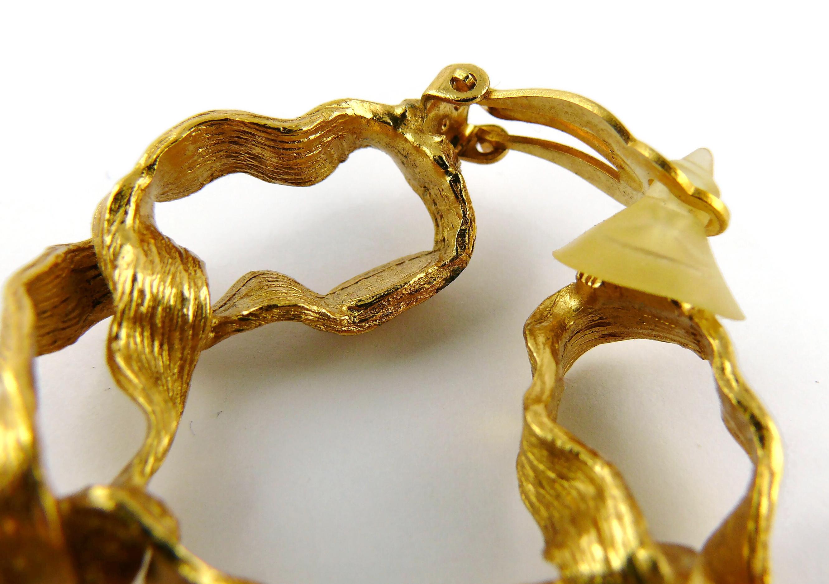 Christian Dior Créoles vintage en forme de chaîne en forme de dôme en or massif en vente 4