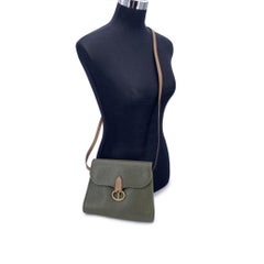 Christian Dior Vintage Military Green Leather Flap Shoulder Bag