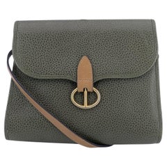 Christian Dior Vintage Military Green Sac à bandoulière en cuir à rabat